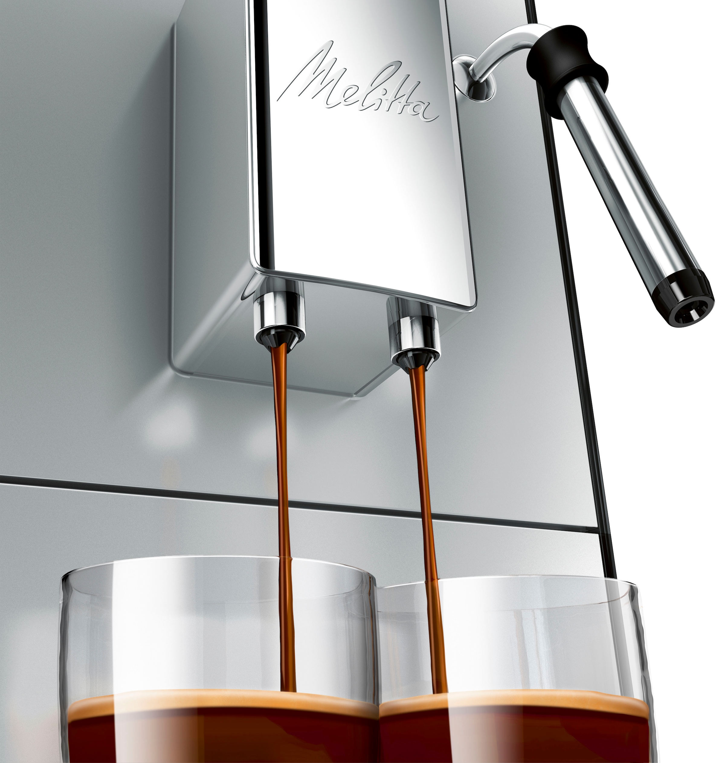 & One Kaffeevollautomat Düse | & Melitta auf »Solo® BAUR Milk Espresso Raten per Café für E953-202, Touch, Milchschaum crème silber/schwarz«,