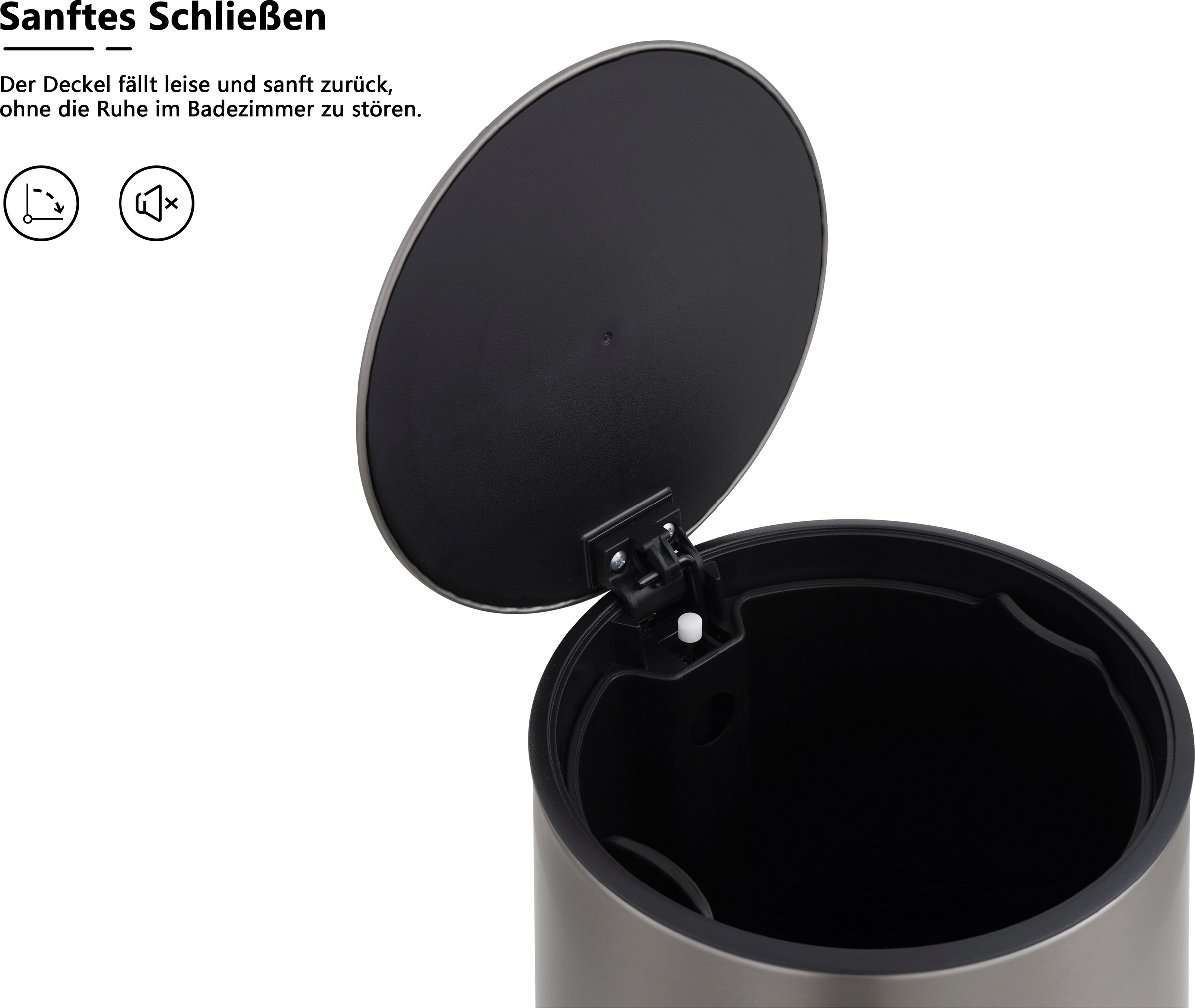 OTTO home Mülleimer »in 5 versch. Farben, 5 L, 10 L o. 30 L, Soft Close, Lennu, Abfalleimer« 1 Behälter Treteimer für Küche oder Bad, Kosmetikeimer mit verstecktem Griff