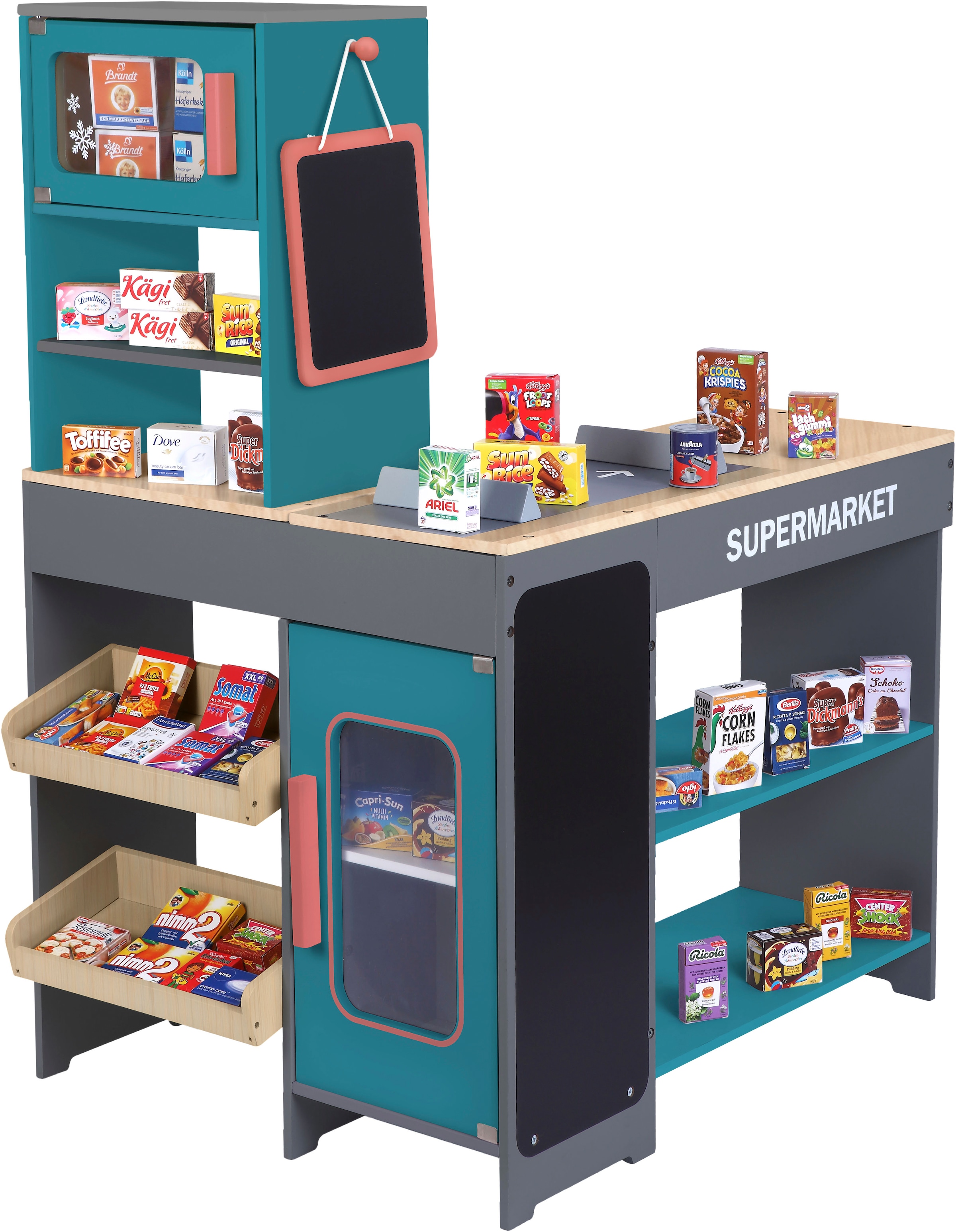 Tanner Kaufladen »Moderner Supermarkt«, inkl. 40 Kaufladenminiaturen; aus Holz; FSC® - schützt Wald - weltweit