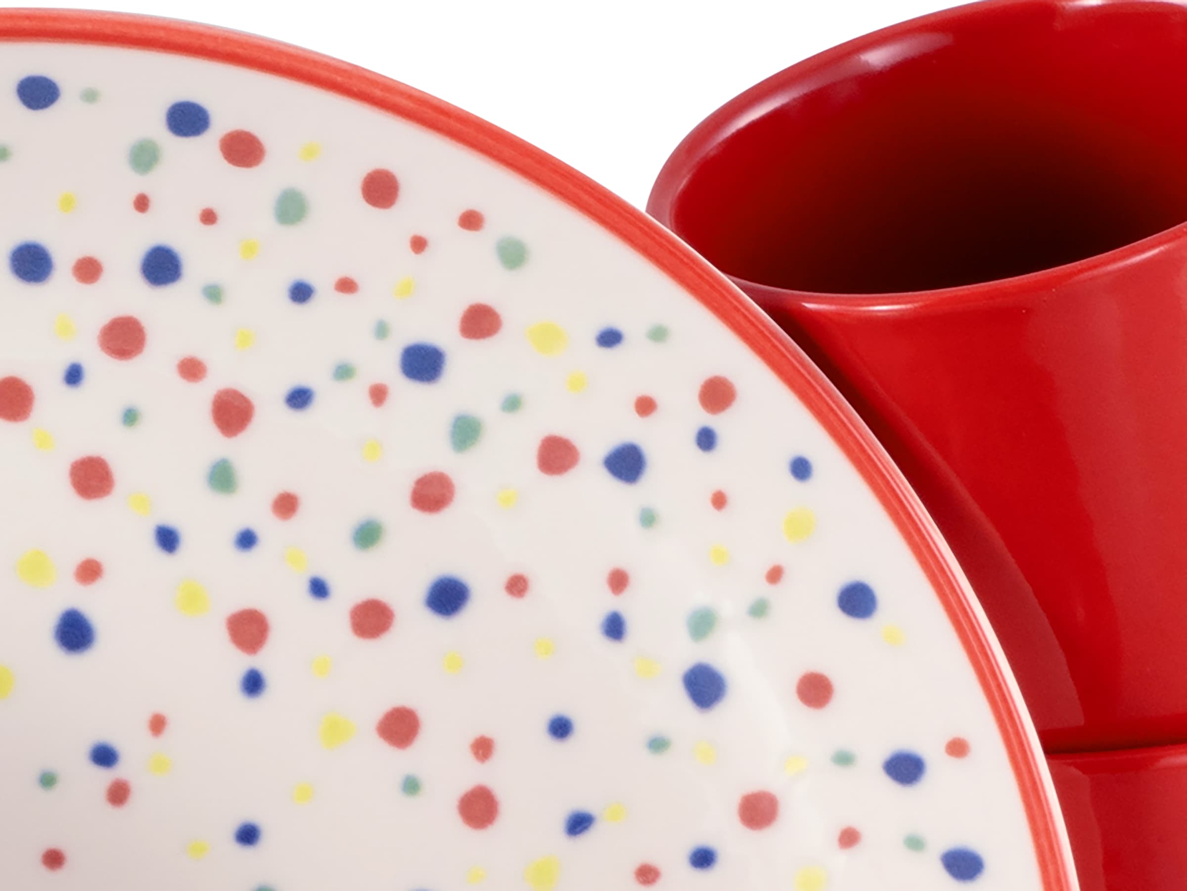 CreaTable Kombiservice »Joy, Kombi-Service 16-tlg.«, (Set, 16 tlg.), Unregelmäßige bunte Punkte, Gute Laune Geschirr, Frisch, Freundlich