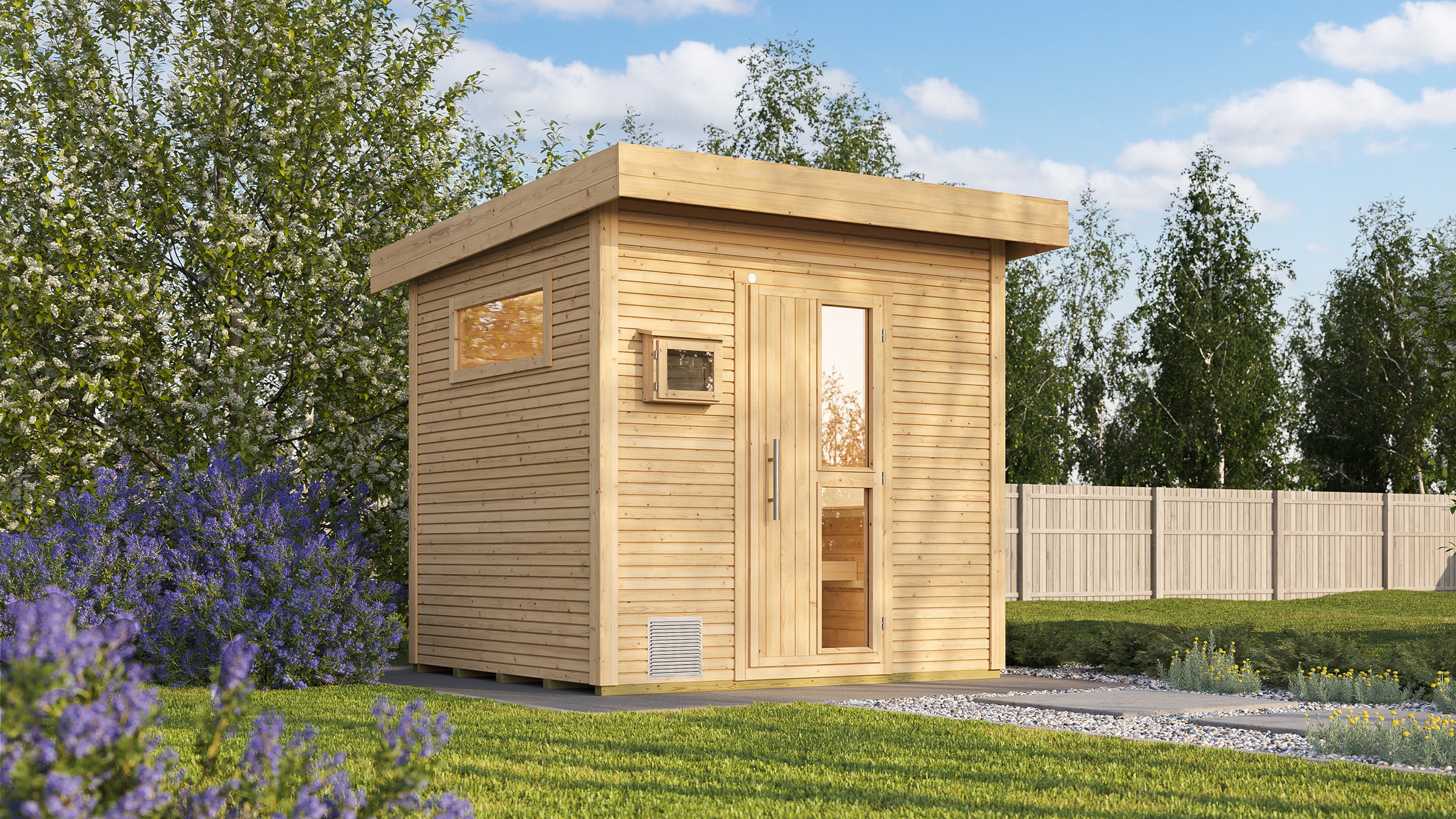 weka Saunahaus »Design-Saunahaus KUOPIO 1«, Blockbohlen, modernes wekaLine-Profil