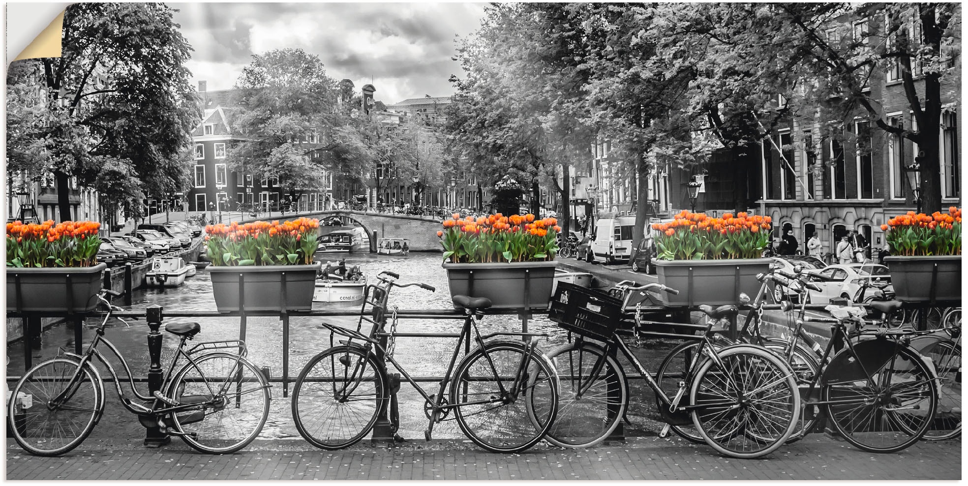 Artland Wandbild "Amsterdam Herengracht I", Fahrräder, (1 St.), als Leinwandbild, Poster, Wandaufkleber in verschied. Gr