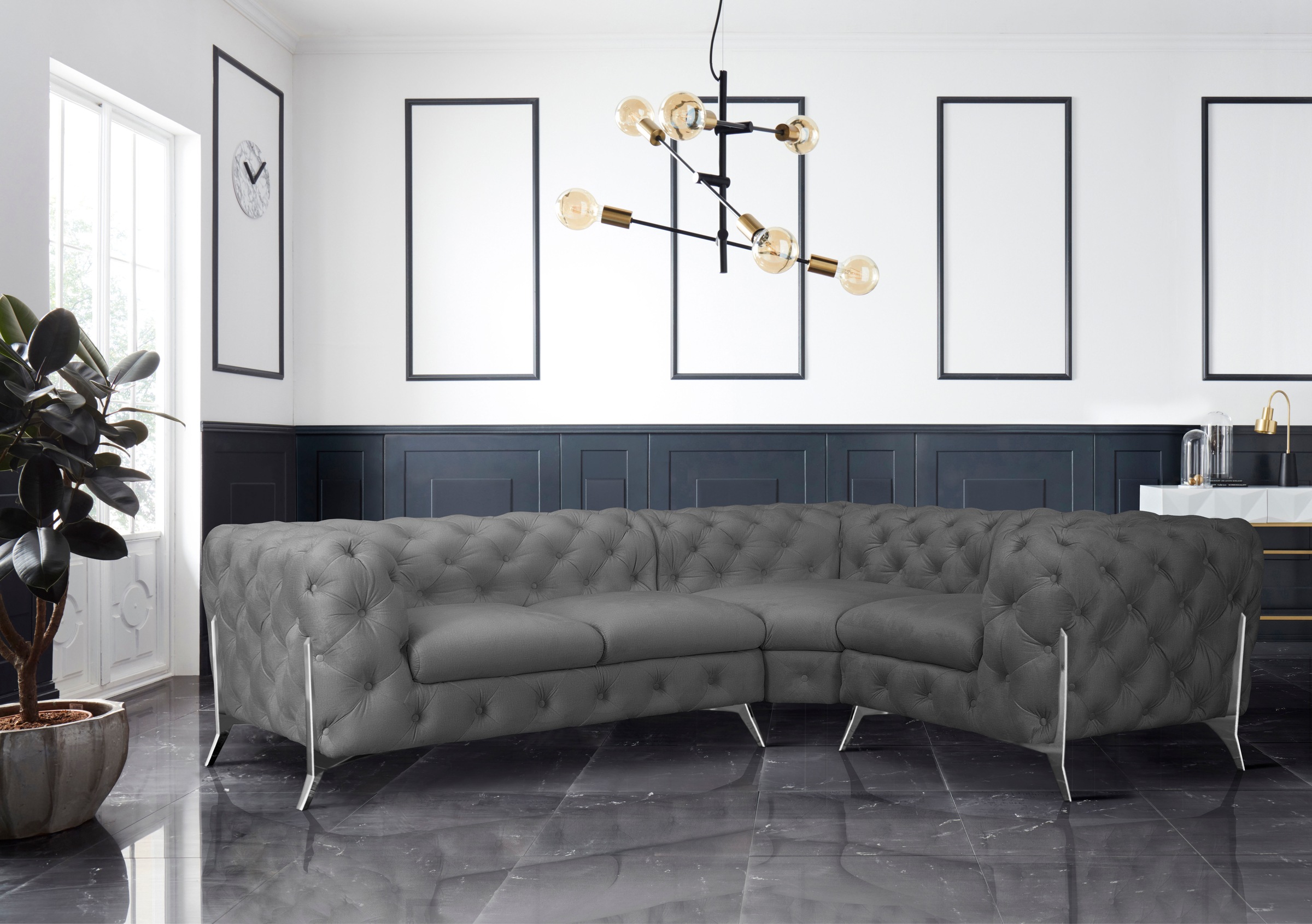 Home affaire Chesterfield-Sofa "Amaury L-Form" moderne Chersterfield-Optik, günstig online kaufen