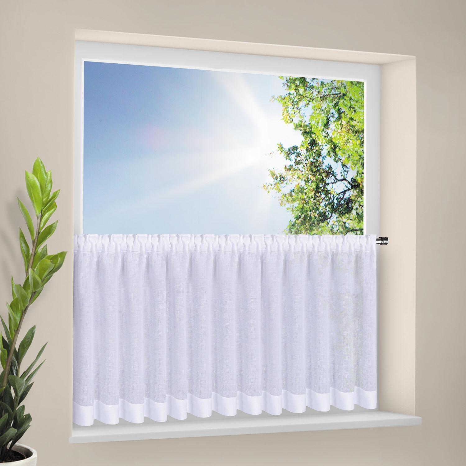 Happy Home Scheibengardine "KATHA" Faltenband 1 Stk. tlg. HxB: 50x205, Webw günstig online kaufen