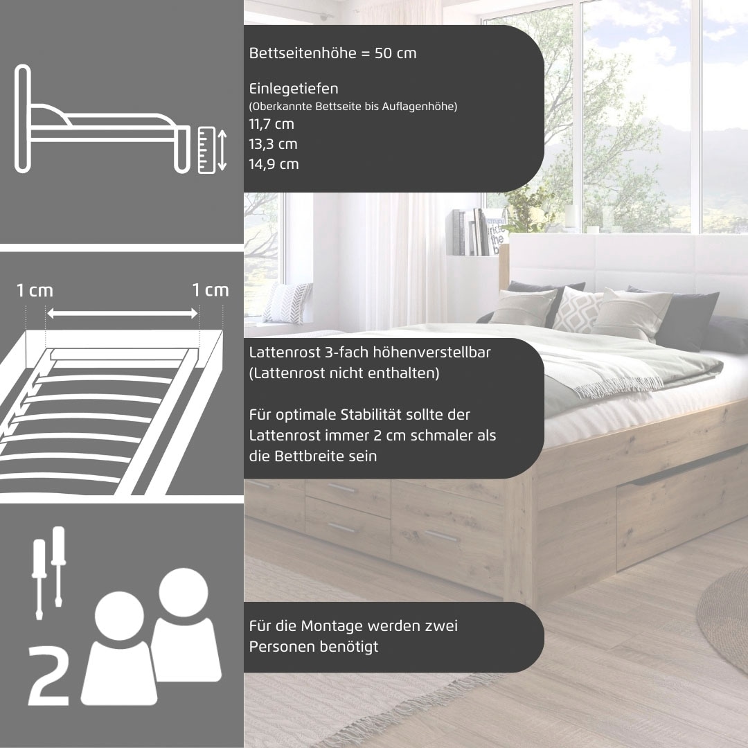 rauch Schlafzimmer-Set »Komplettschlafzimmer Schlafzimmer Stauraumbett MADE IN GERMANY« Set, Liegefläche 180x200, Schrank Maße B/H/T: 271/210/54 cm, 4 tlg. tlg.