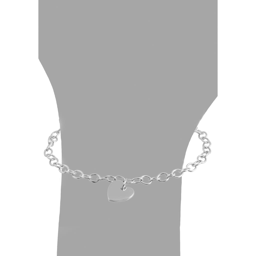Damenmode Schmuck Firetti Silberarmband »Herz mit Gravur, personalisiert, glanzvoll, rhodiniert« silberfarben