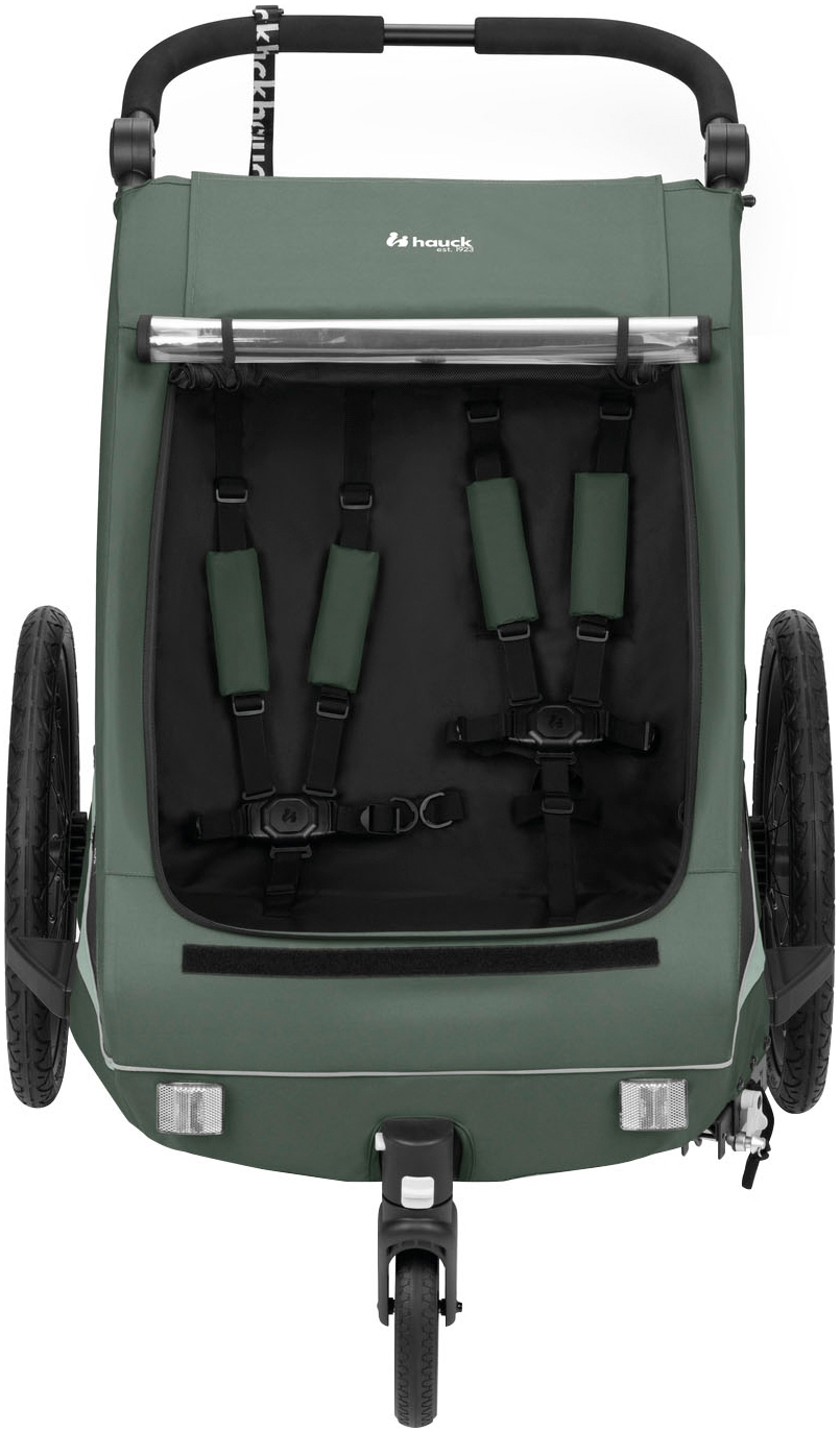 Hauck Fahrradkinderanhänger »2in1 Bike Trailer und Buggy Dryk Duo Plus, dark green«, für 2 Kinder; inklusive Deichsel