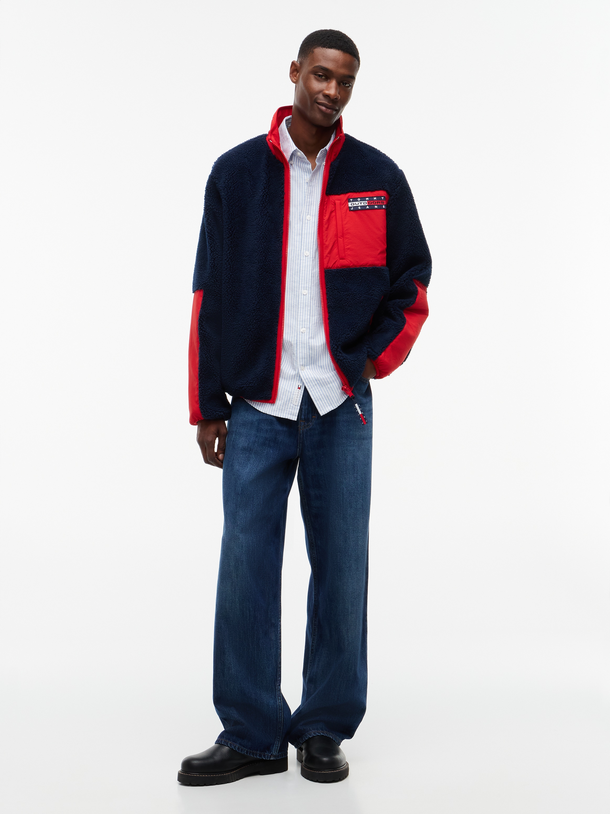 Tommy Jeans Fleecejacke »TJM OUTDOORS FLEECE ZIP« Teddy-Fleece, mit Color Block