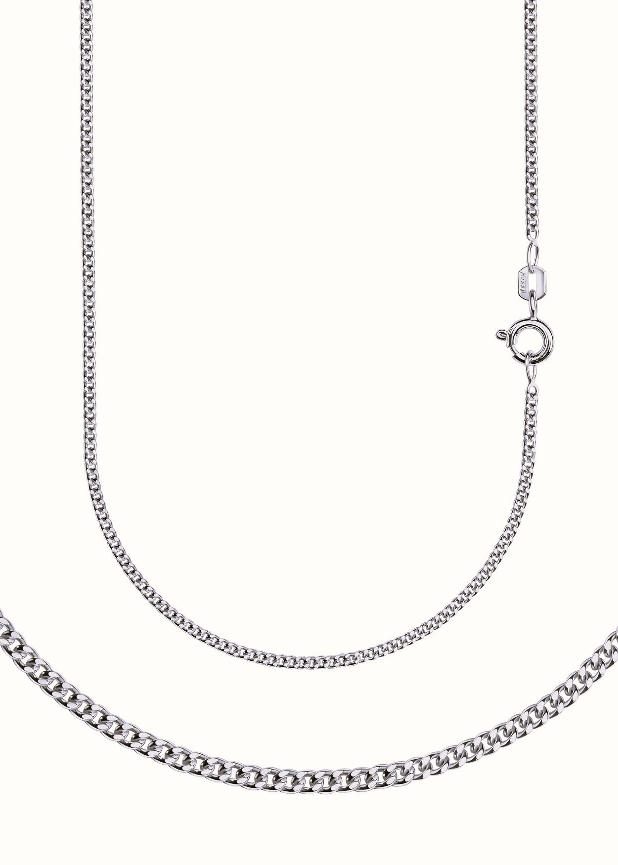 FIRETTI Damen Collierkettchen "Schmuck Geschenk Silber 925 Halskette Panzerkette diamantiert", 60, Silber 925 (Sterlingsilber), B: 2mm, silber,