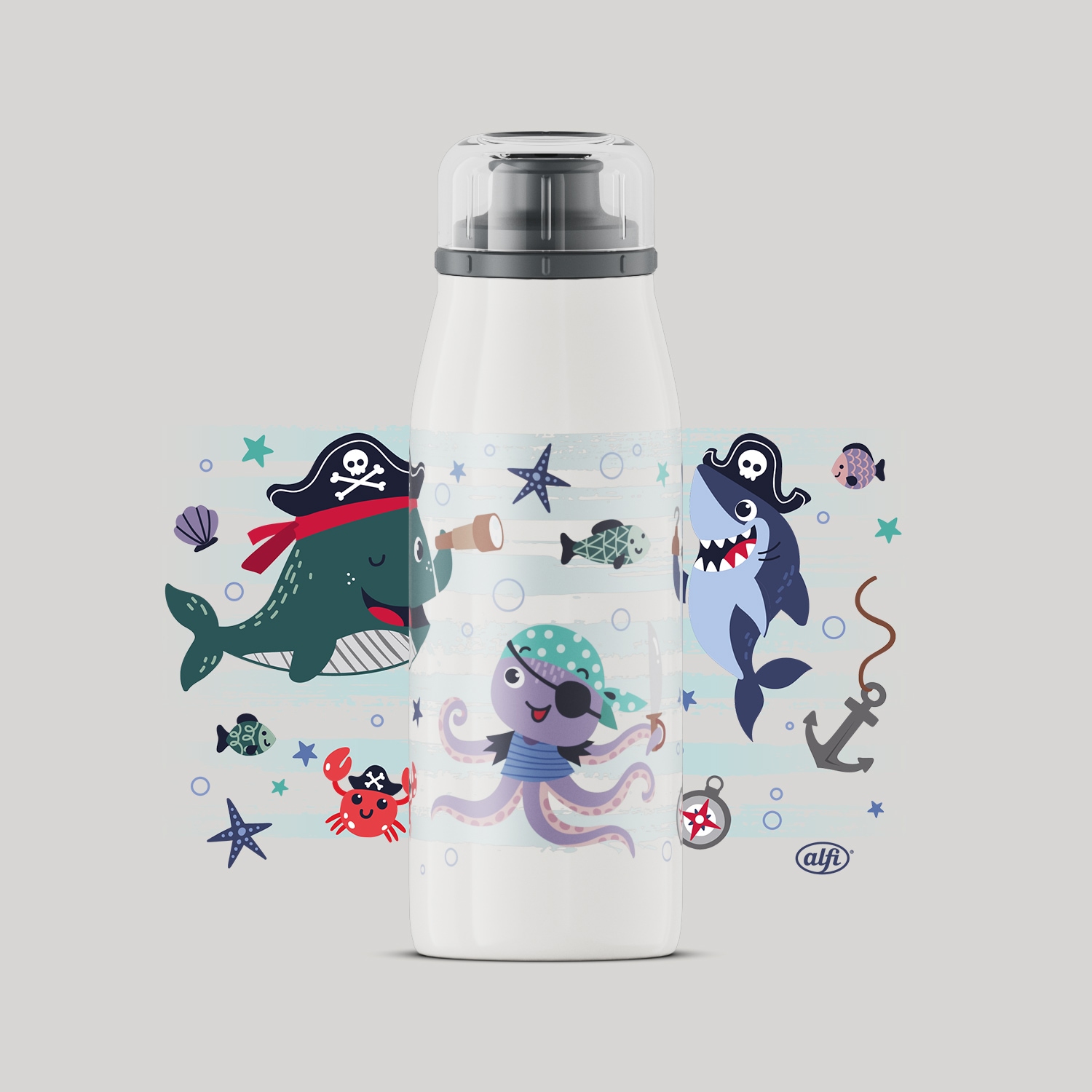 Alfi Isolierflasche »KIDS ISO BOTTLE,  Edelstahlkörper, spülmaschinenfest« 12h heiß & 24h kalt, Trinköffnung mit konsistentem Trinkfluss