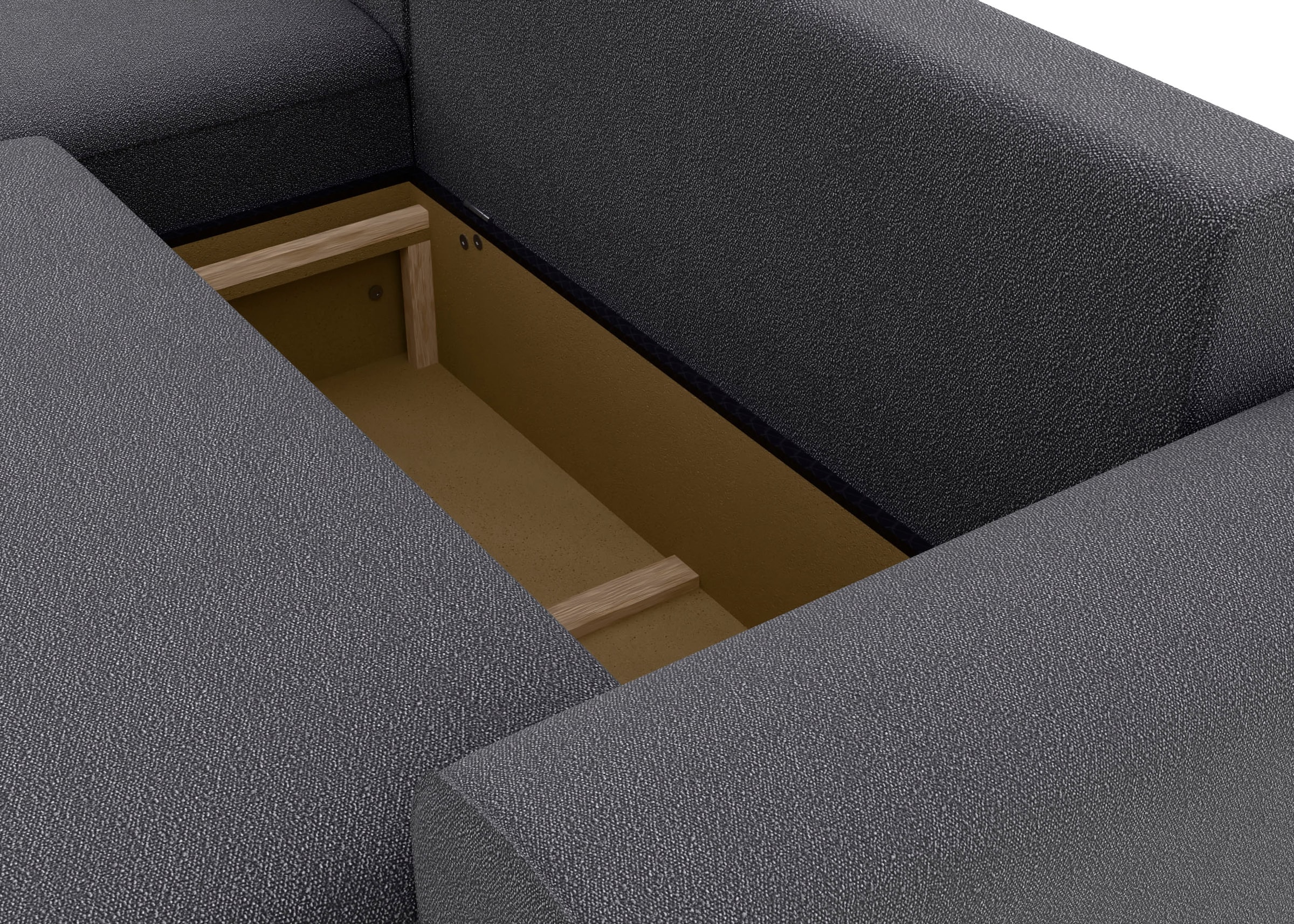 TRENDMANUFAKTUR Ecksofa »Fordon, Schlafsofa mit Bettkasten, Couch in L-Form, Breite 250 cm«, in Struktur fein LEO, haustierfreundlich, anthrazit, Recamiere links