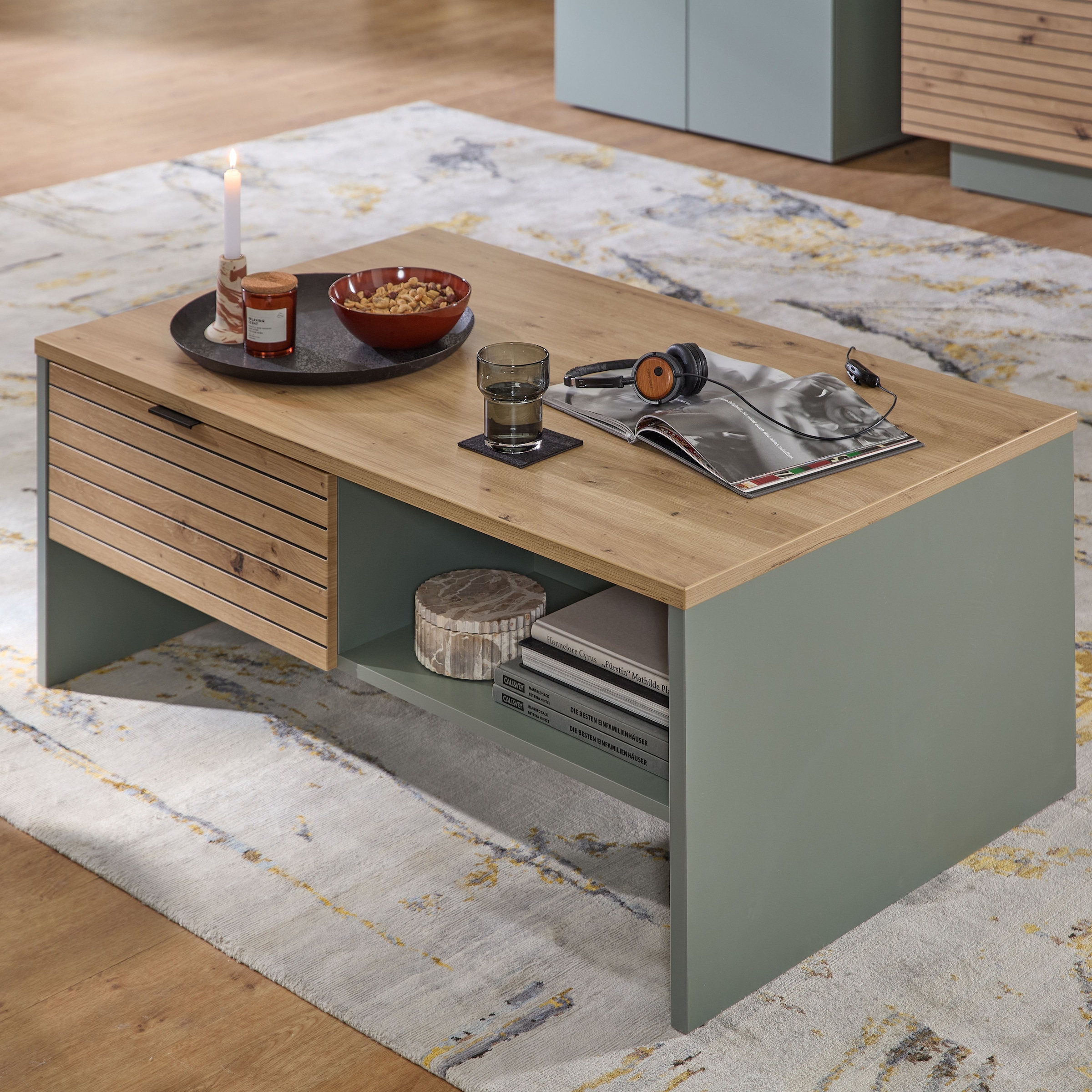 Innostyle Couchtisch »INA Couchtisch, 110 x 44 x 65 cm (B/H/T)«, (1 St.), 2 Schubladen, 2 offene Fächer