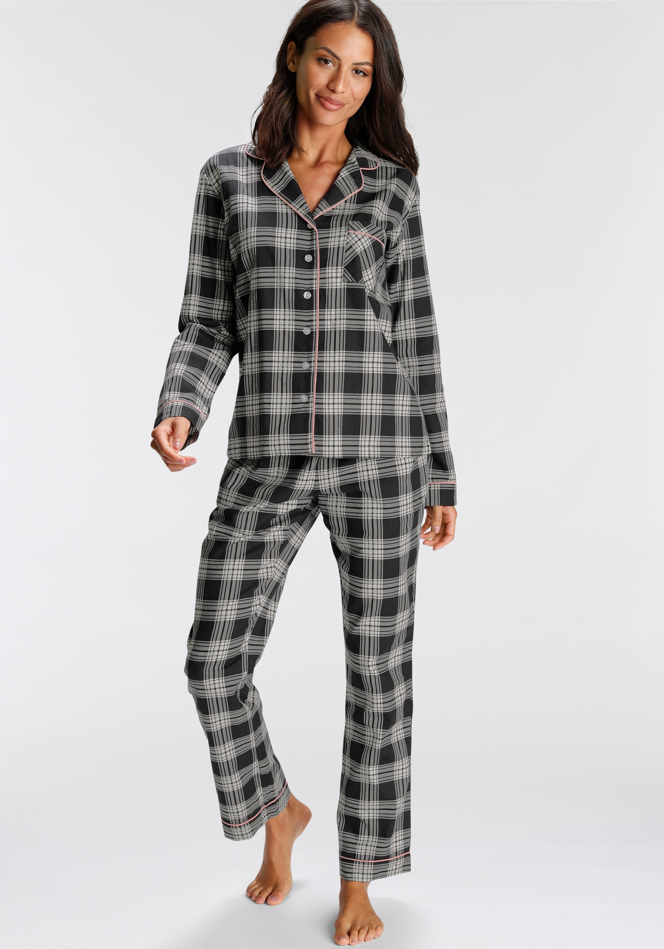 H.I.S Pyjama Set, 2-teilig, 2 tlg. aus Flanell mit Allover-Karomuster günstig online kaufen