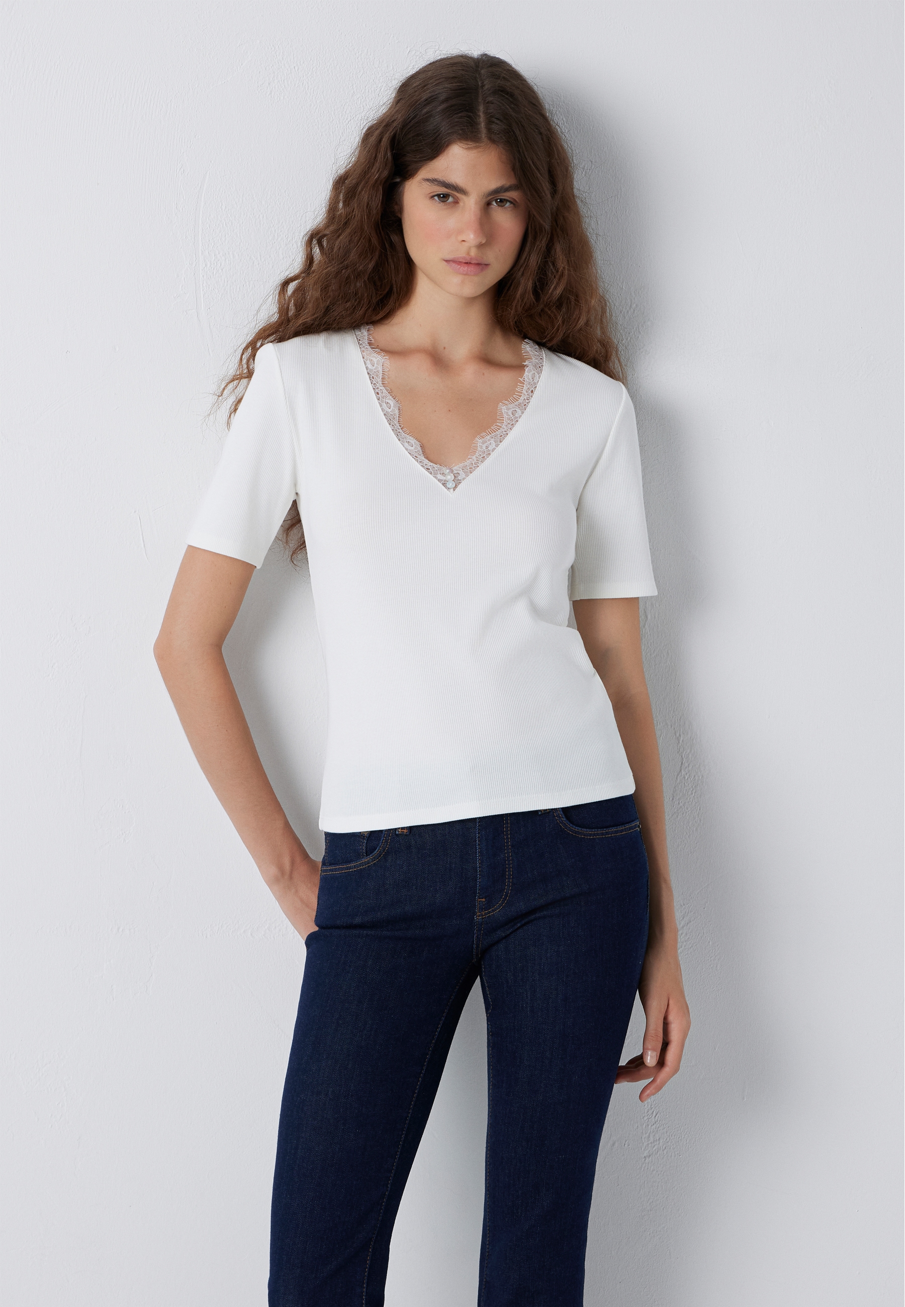 Mavi V-Shirt "FASHION JERSEY" Spitzen Top