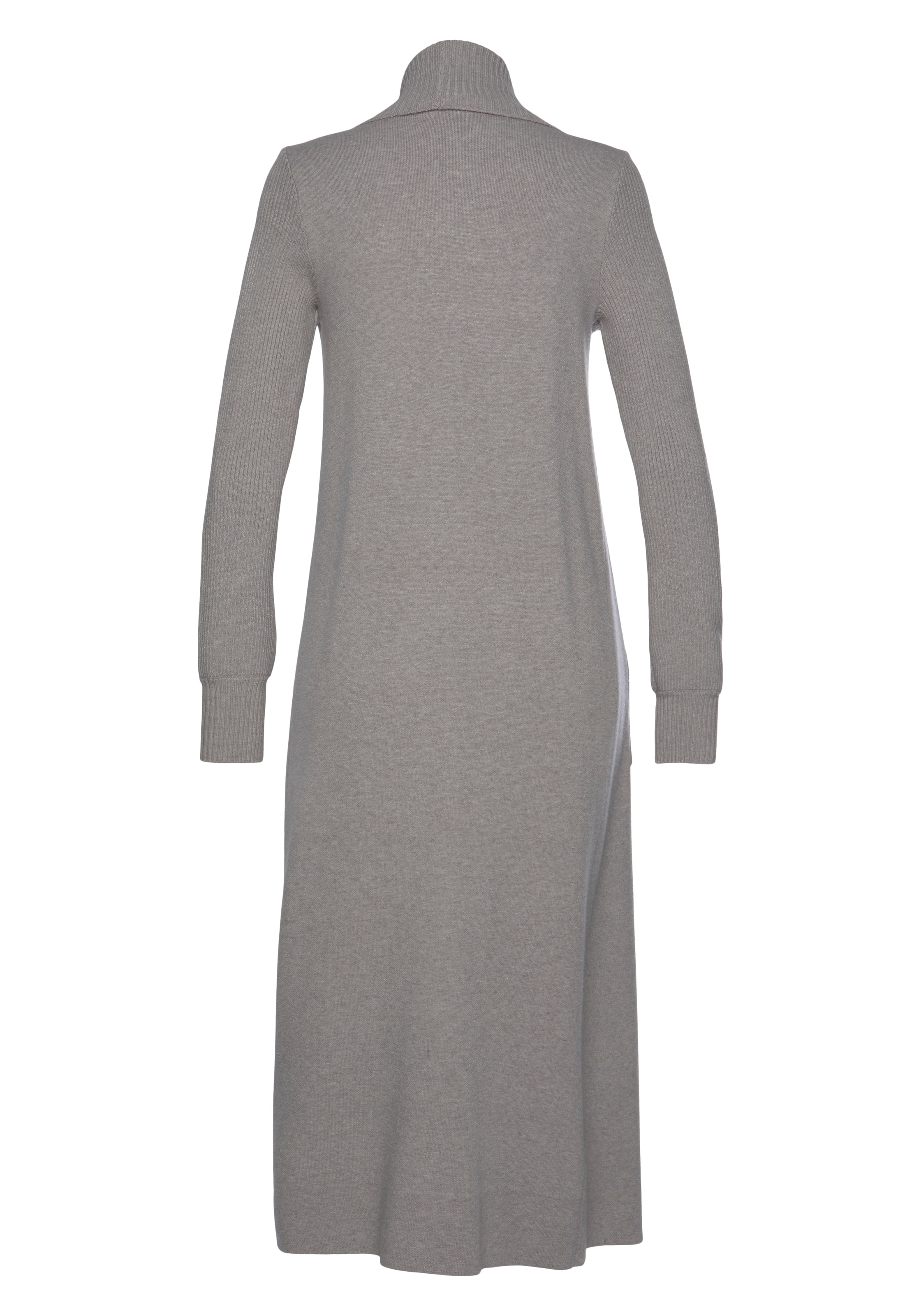 Longstrickjacke LASCANA, Damen, Gr. 32/34, grau (grau, meliert), Strick, Obermaterial: 50% Viskose, 28% Polyester, 22% Polyamid, meliert, figurumspielend ca. Mitte Wade, Strickjacken Longstrickjacke, mit Rippstrickdetails und Taschen, lässiger Strickmante 3