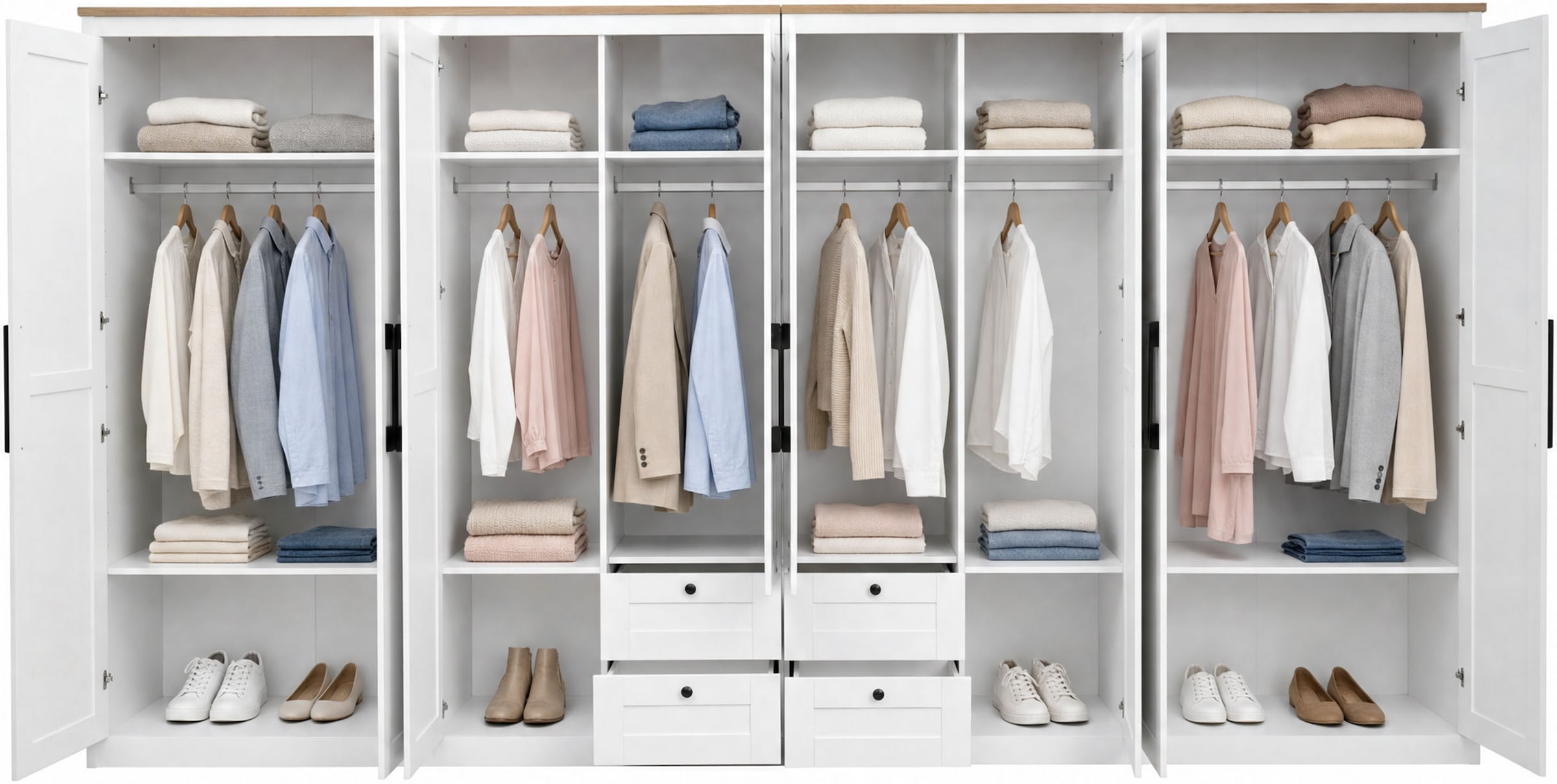 OTTO home Kleiderschrank »Büsum Schlafzimmer Schrank mit 8 Türen und Spiegel« Schlafzimmerschrank Landhaus Design Garderobe Schrank Bestseller