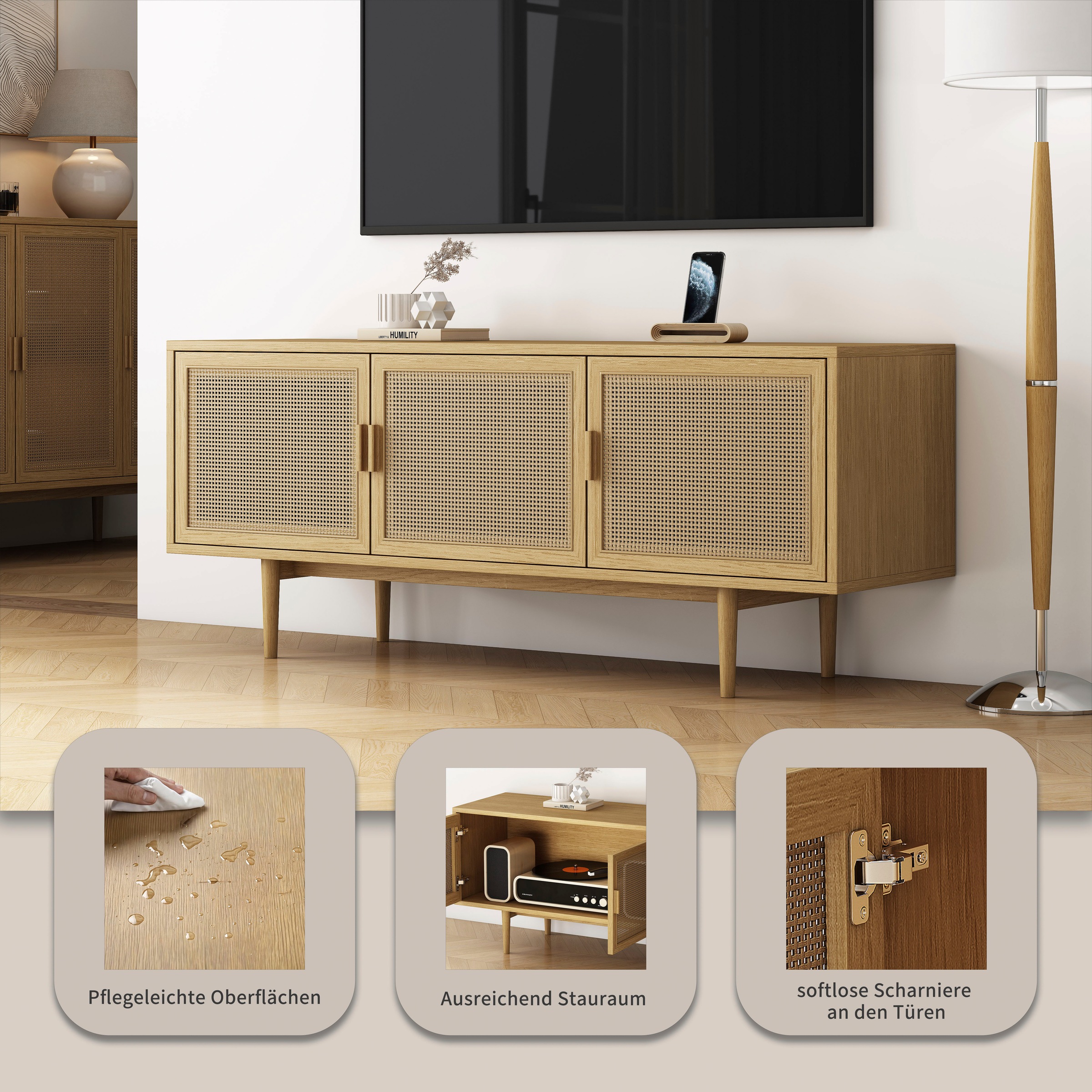 OTTO home TV-Schrank »Lorelia« in moderner Rattan Optik, Lowboard