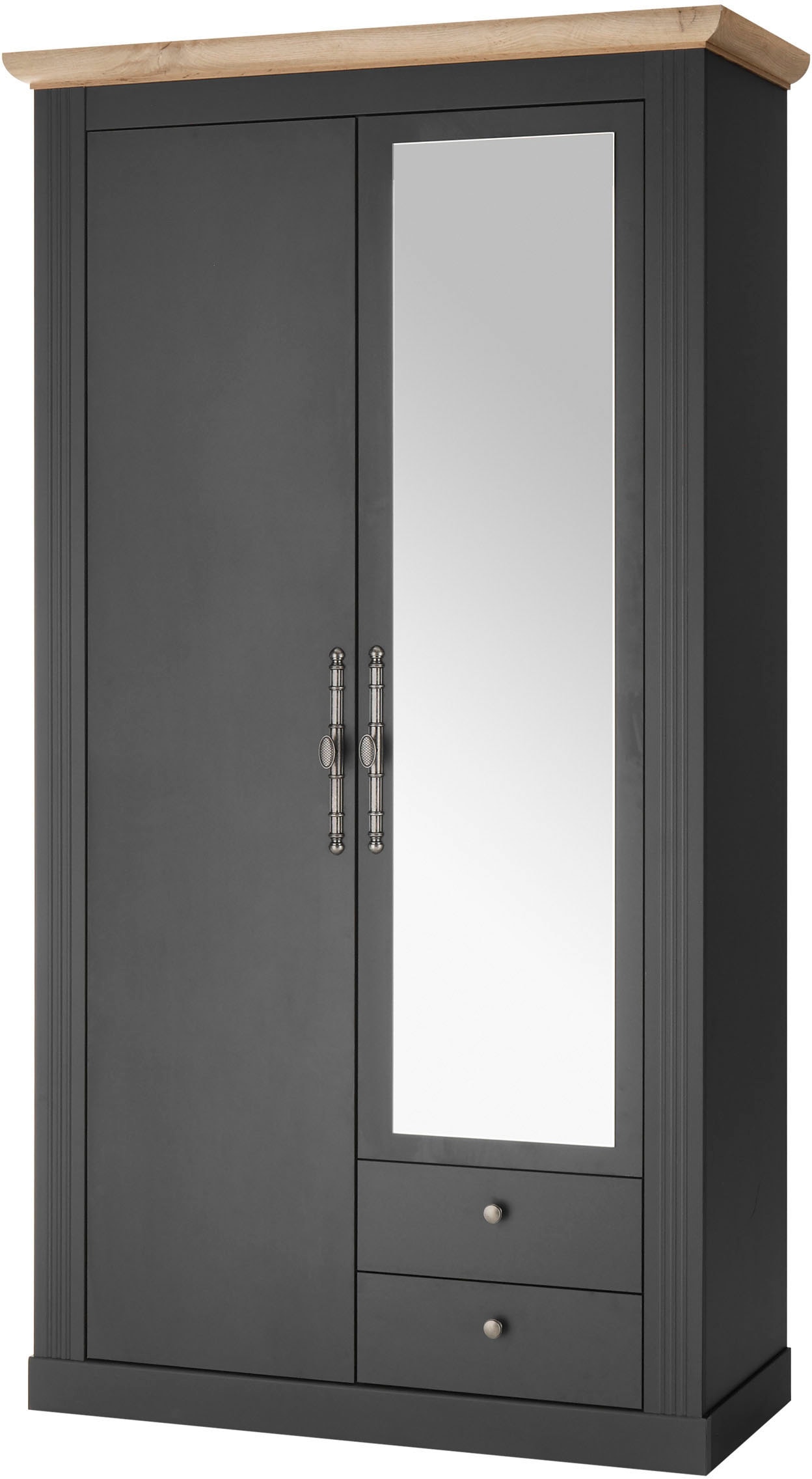 OTTO home Garderobenschrank "Westminster, Schrank im Landhausstil, Hochschrank, Schuhschrank" Metallgriffe, mit Spiegeltür, viel Stauraum, in 2 Farben erhältlich