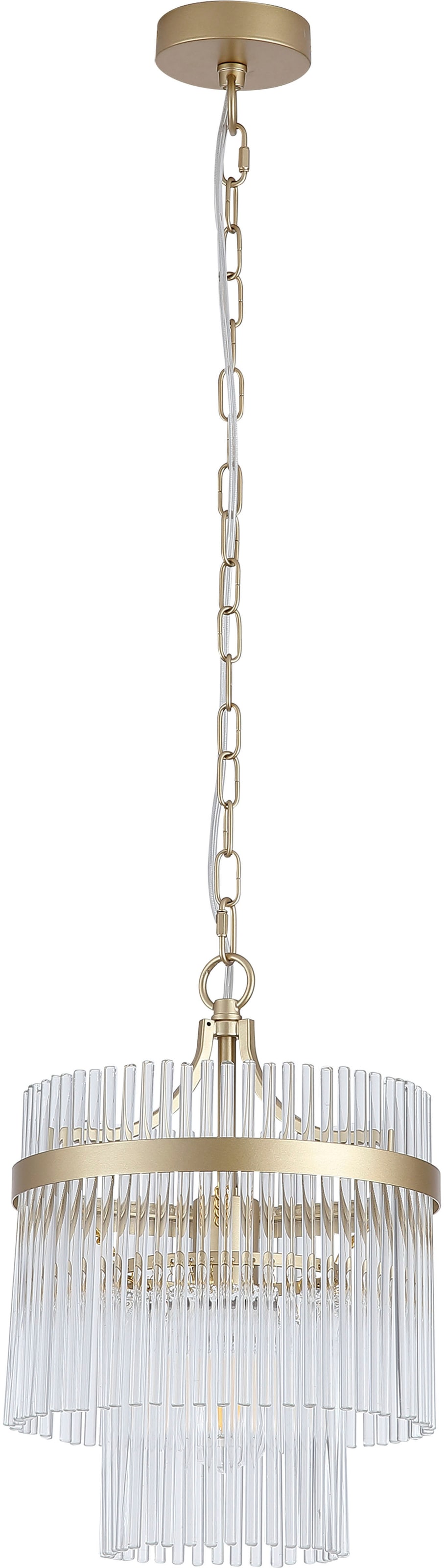 Searchlight Pendelleuchte »Lara 1Lt Pendelleuchte, Goldenes Metall mit klaren Glasstangen« E27 1 Stk.