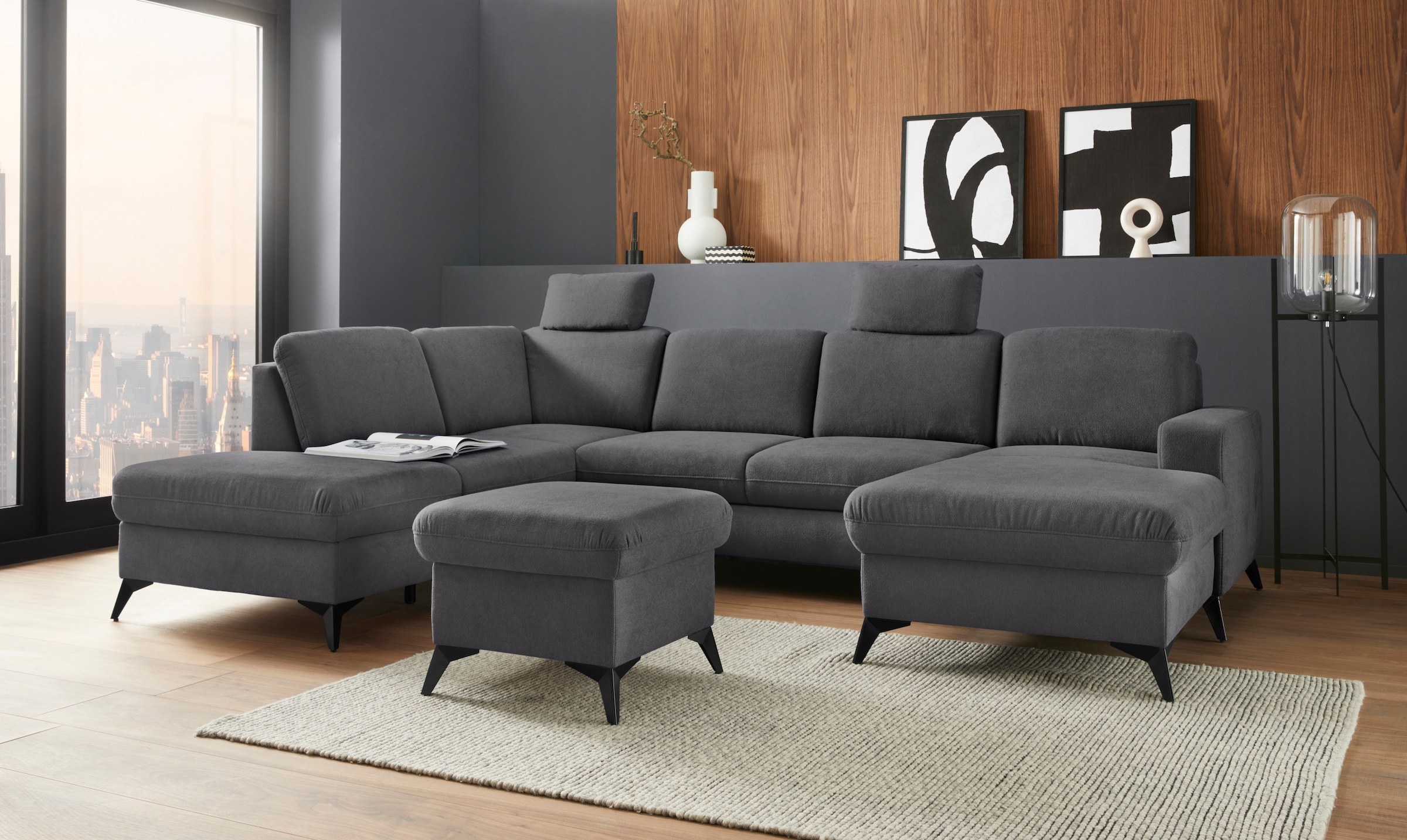 Home affaire Wohnlandschaft "Lolland U-Form" Wahlweise mit Bettfunktion und günstig online kaufen