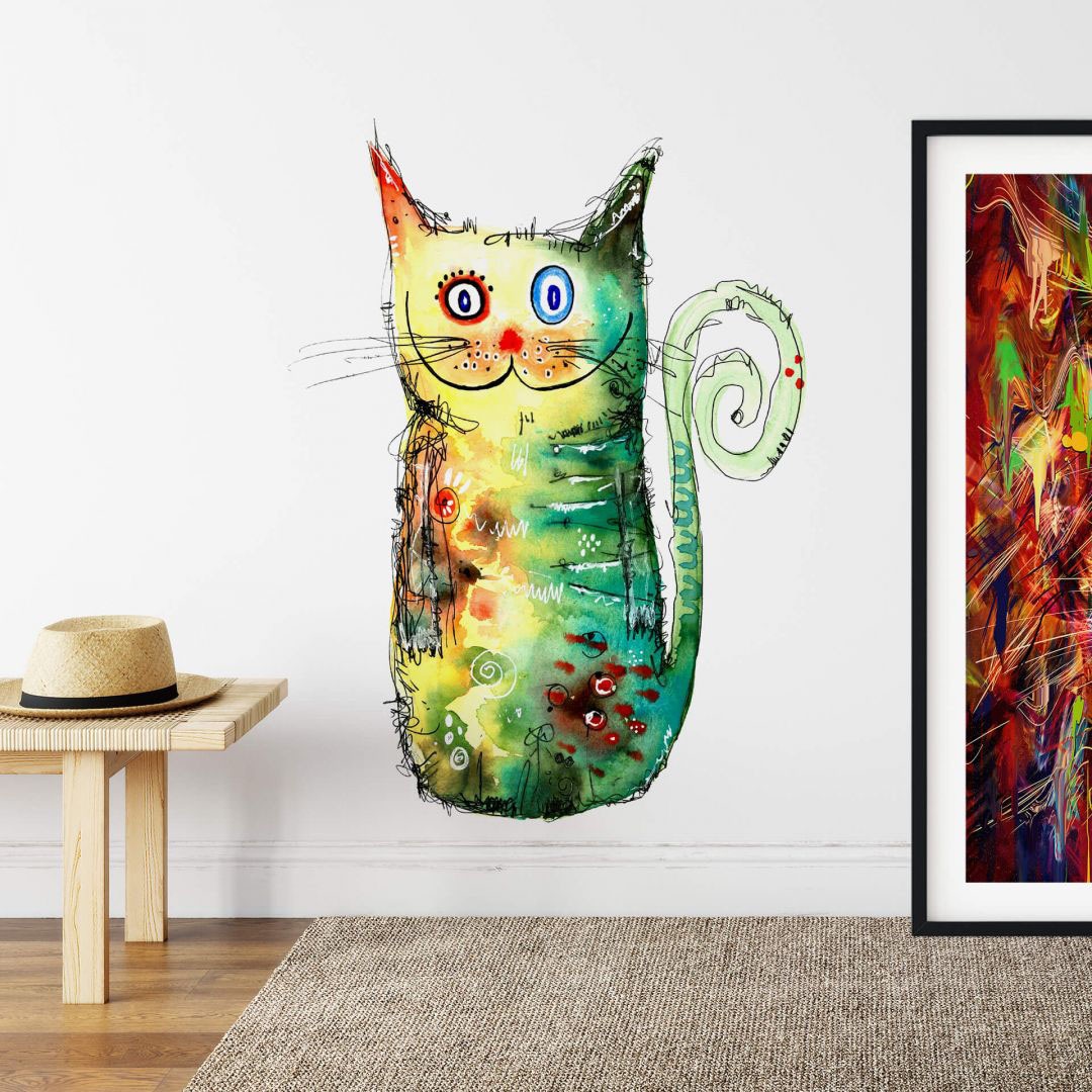 Wall-Art Wandtattoo »Bunte Katze - Crazy Cat«, (1 St.), selbstklebend,  entfernbar