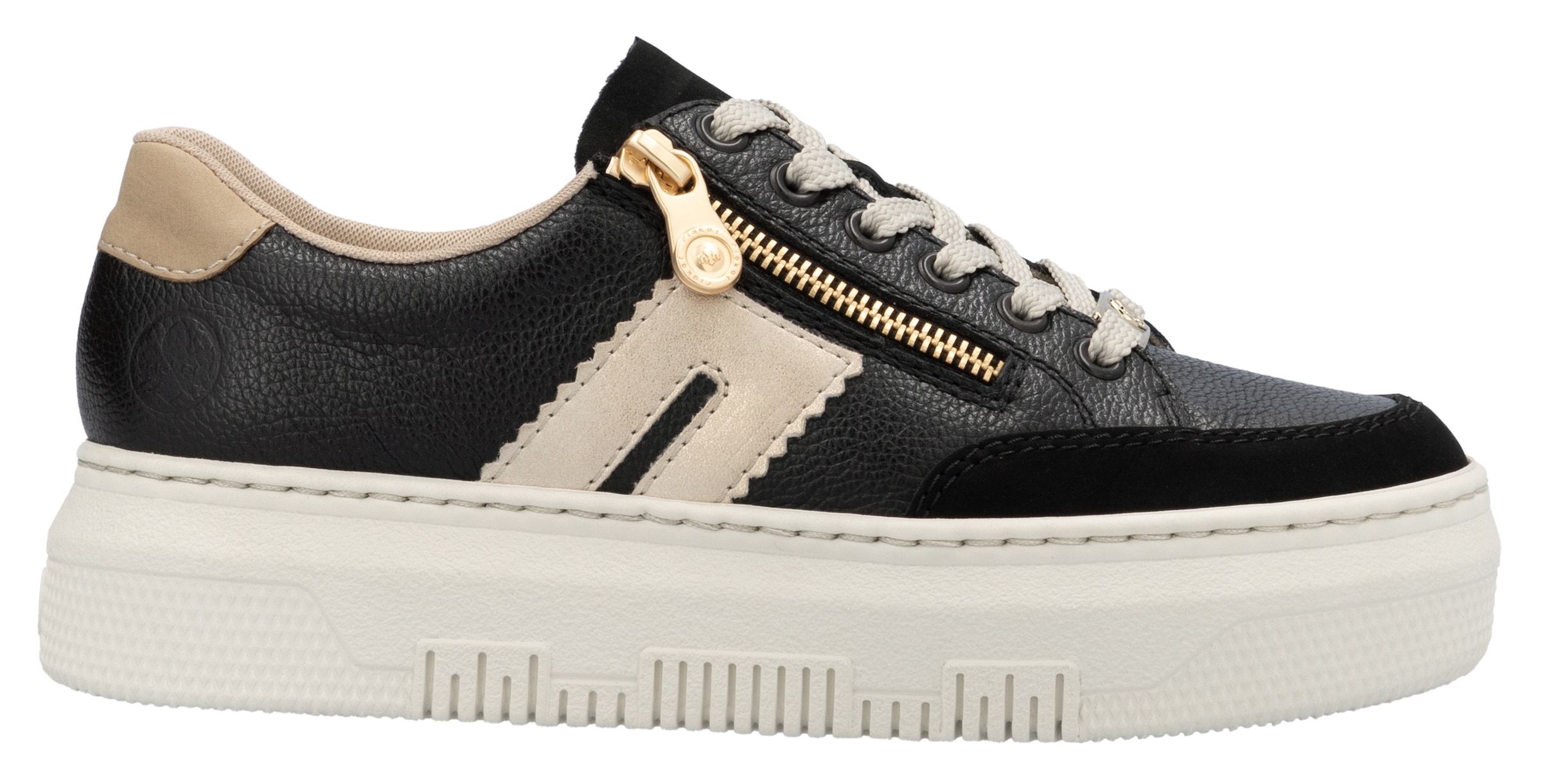 Rieker Plateausneaker, Schnürschuh, Halbschuh, Freizeitschuh mit seitlichem Reißverschluss