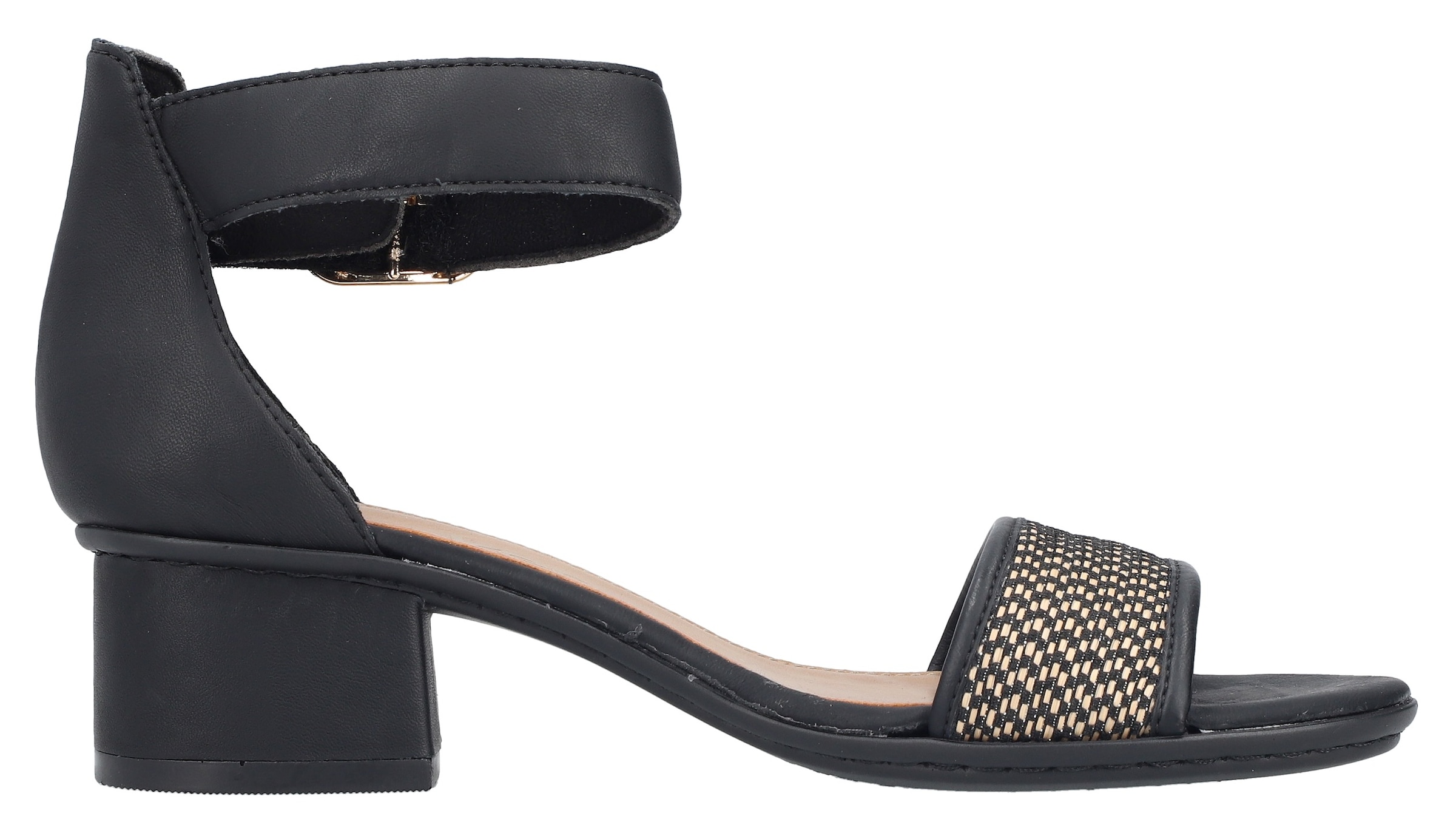 Rieker Sandalette, Sommerschuh, Sandale, Blockabsatz, mit Zierschließe am Klettriemchen