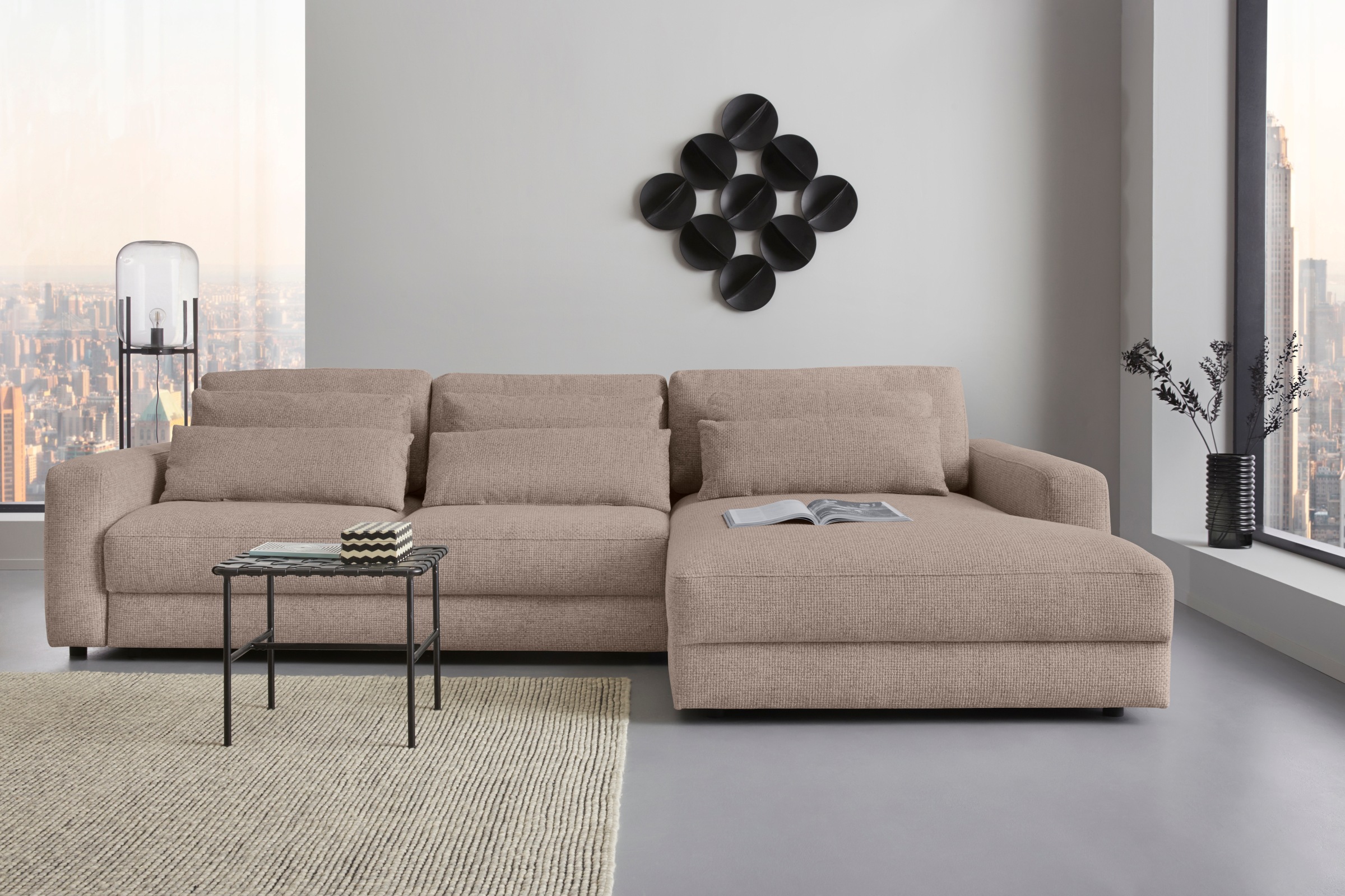 Places of Style Ecksofa »Bloomfield, bequem und elegant, L-Form«, wahlweise mit Bettfunktion und Bettkasten