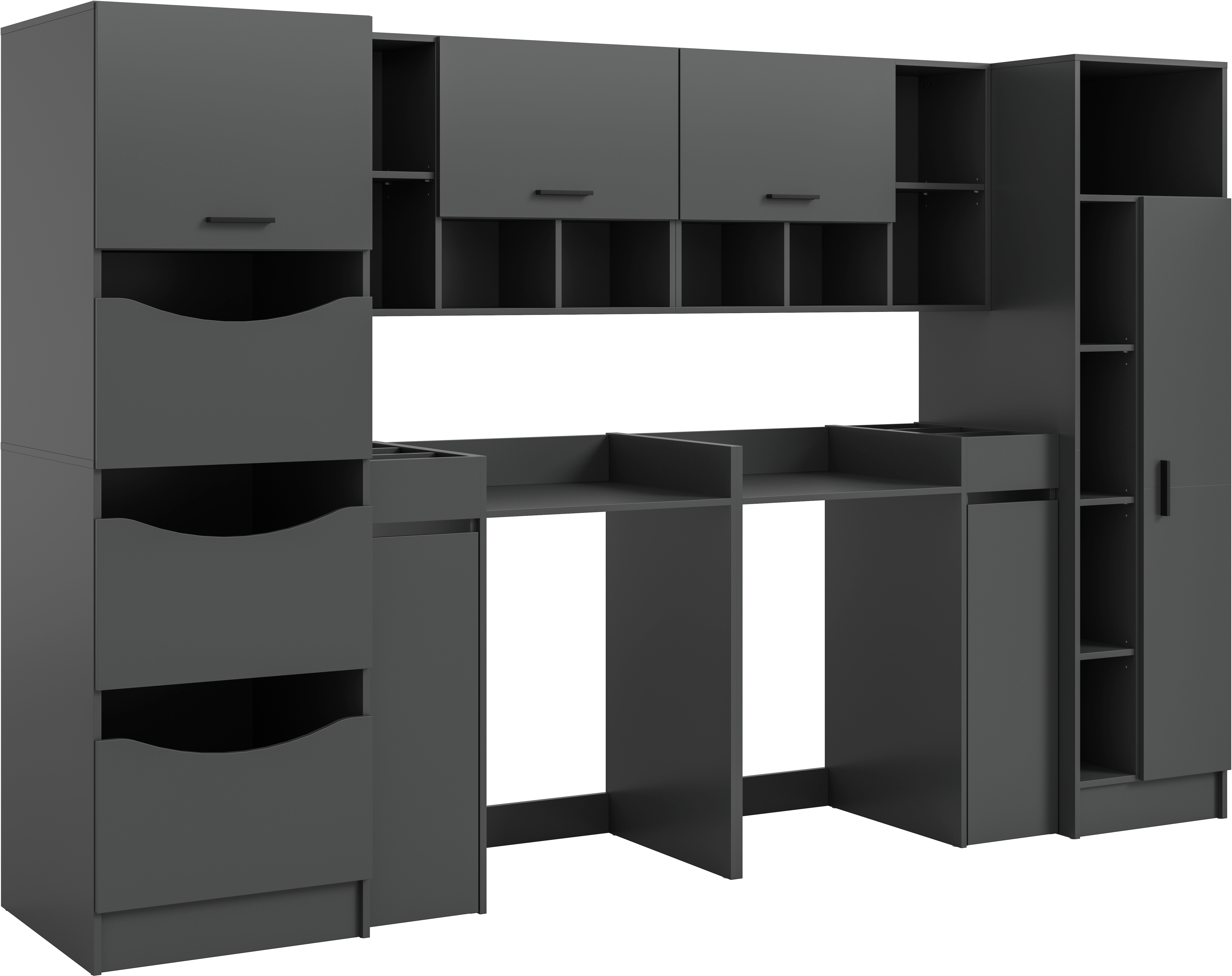 welltime Badmöbel-Set "FALAS, 8-teilig, Hauswirtschaftsraum Set, Breite 300 cm" Set, Wäscheschrank, Hängeschrank,Standregal, Umbauschrank, Mehrzweckschrank, 8 Stk. tlg.
