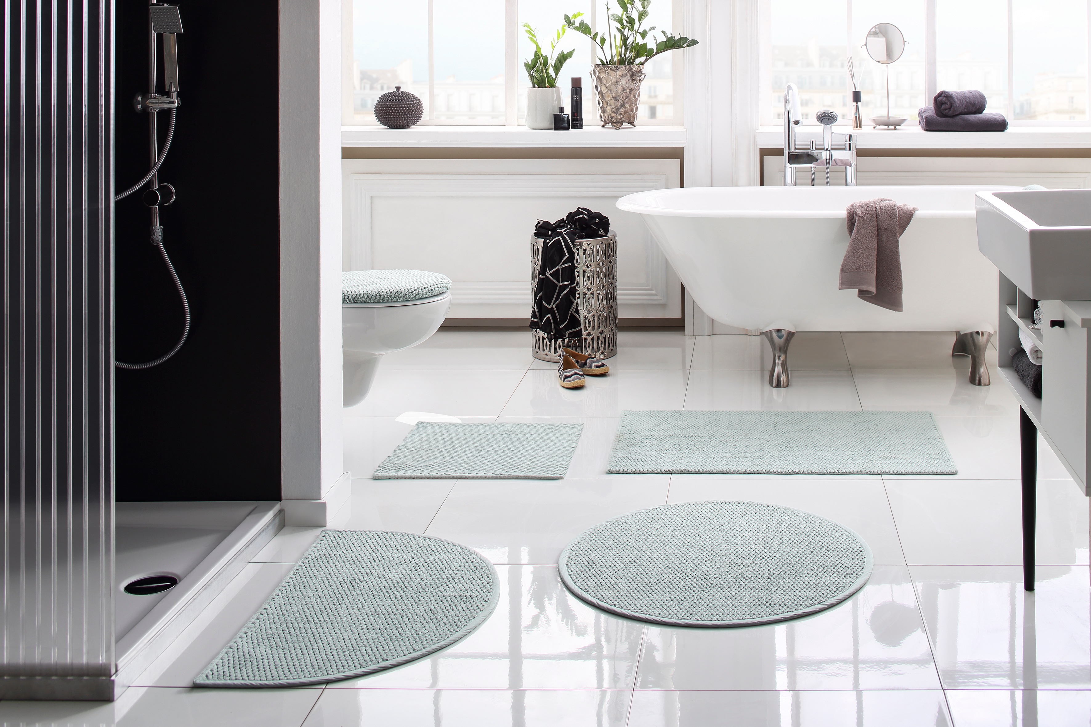 Thumbnail - my home Badematte "Dalia, Badvorleger, Badezimmer Teppich", fußbodenheizungsgeeignet-strapazierfähig, Baumwolle, Badtepp...