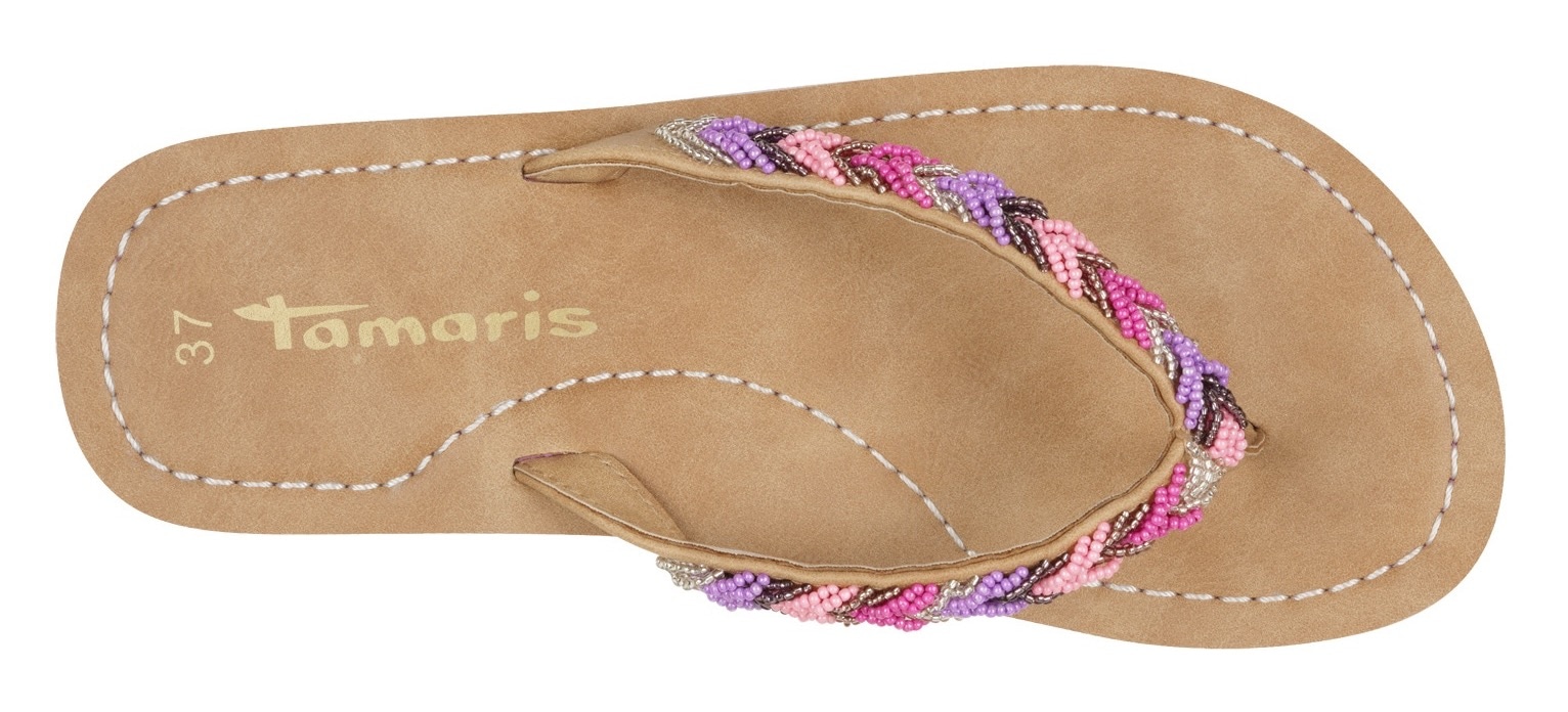 Tamaris Zehentrenner, Sommerschuh, Schlappen, Strandschuh in Flechtoptik