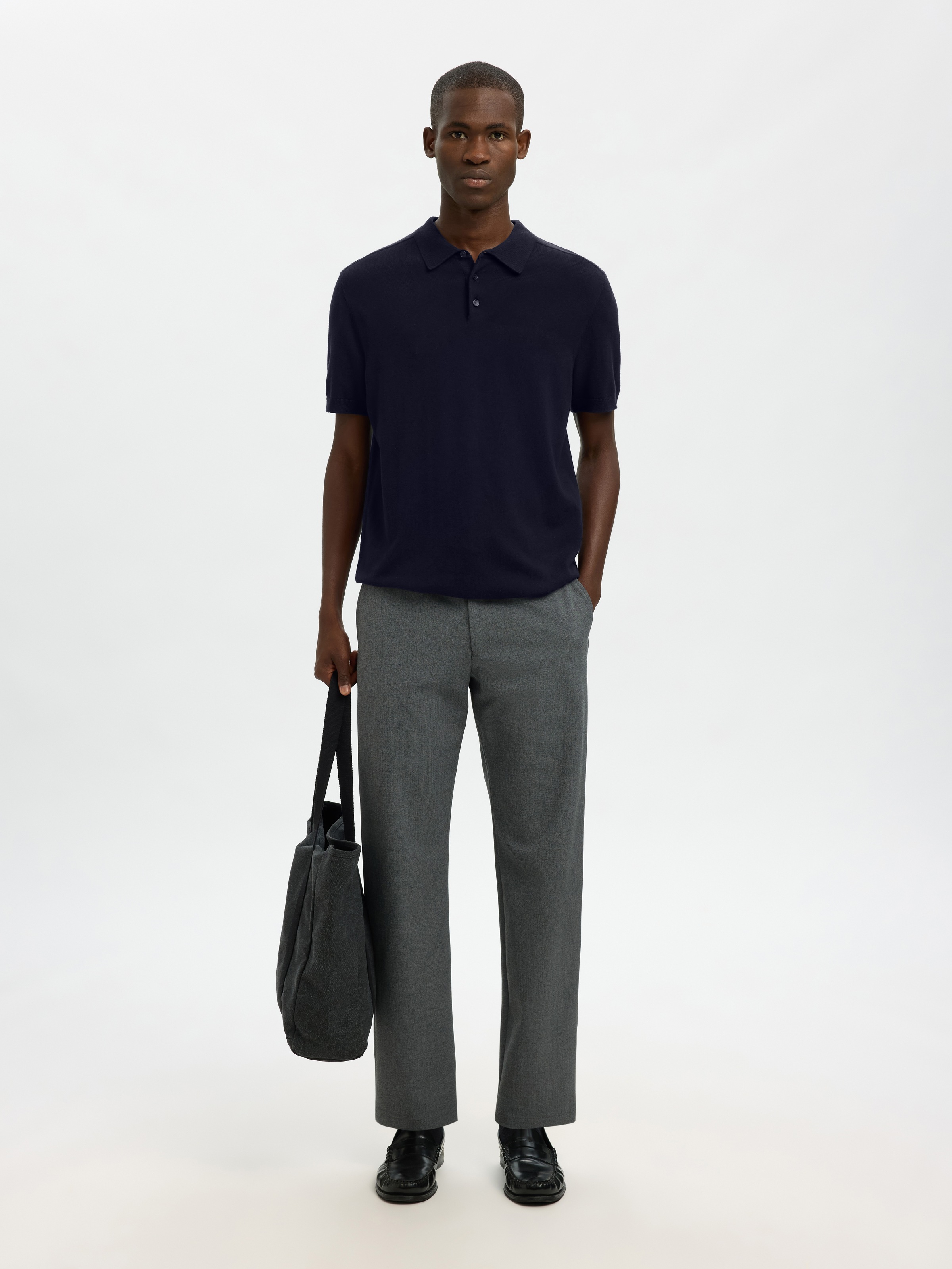 SELECTED Poloshirt »SLHBERG SS KNIT POLO NOOS« aus Feinstrick