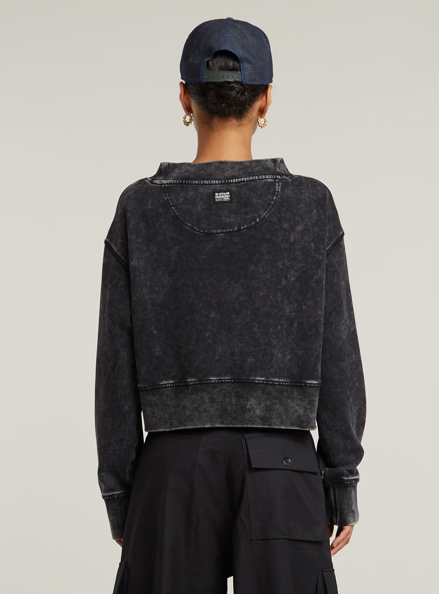 G-STAR Longpullover »Overdyed Cropped Logo Loose Sweatshirt«