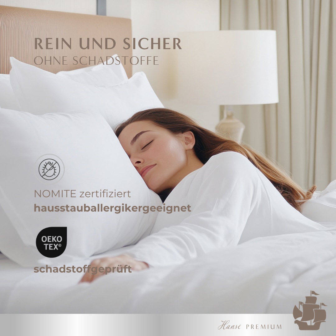 Hanse mit Kogge Seitenschläferkissen »Hanse Premium, Federn & Daunen, Luxushotelqualität, Made in Germany« hochwertig gefülltes Kissen, Stillkissen, Baumwollbezug 40x145 cm