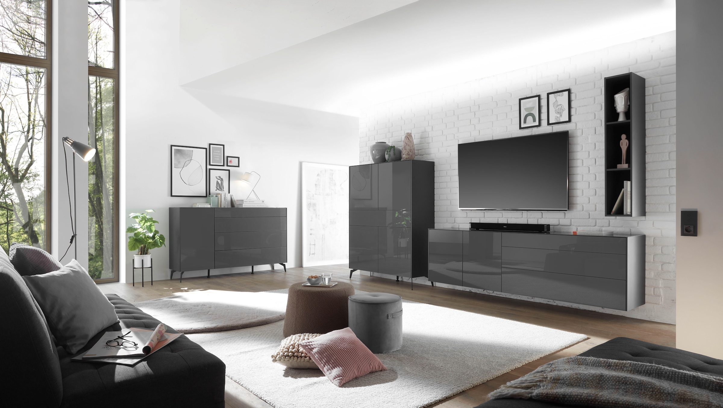 Mäusbacher Lowboard »Imola TOPSELLER!«, (OTTOs Choice), Mäusbacher Lowboard mit Glasfront und Glasoberplatte