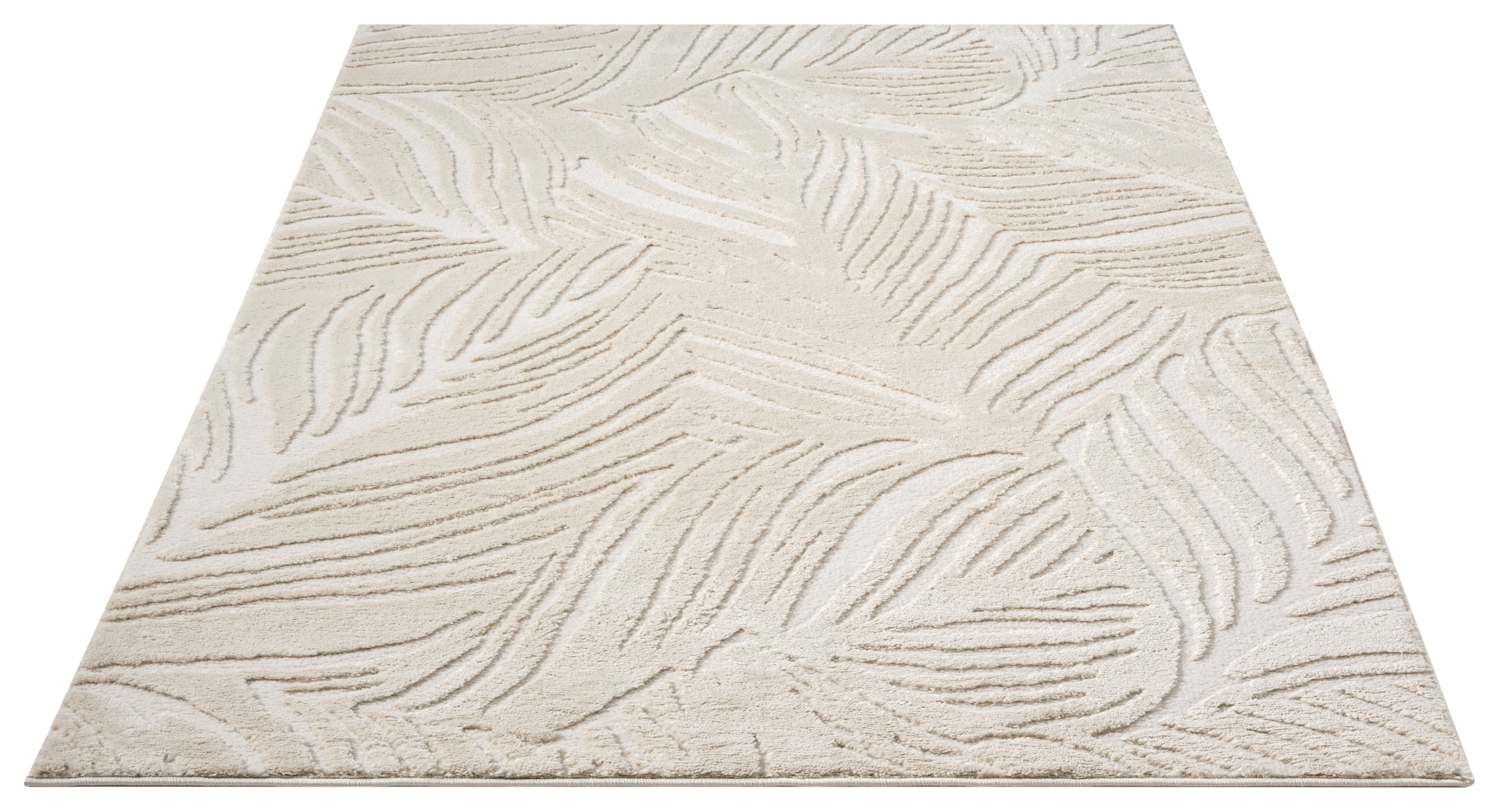 OTTO home Teppich »Samia, Hoch-Tief-Struktur«, rechteckig, 19 mm Höhe, leichter Glanz, Floral, Blätter, Modern, Wohnzimmer, Schlafzimmer