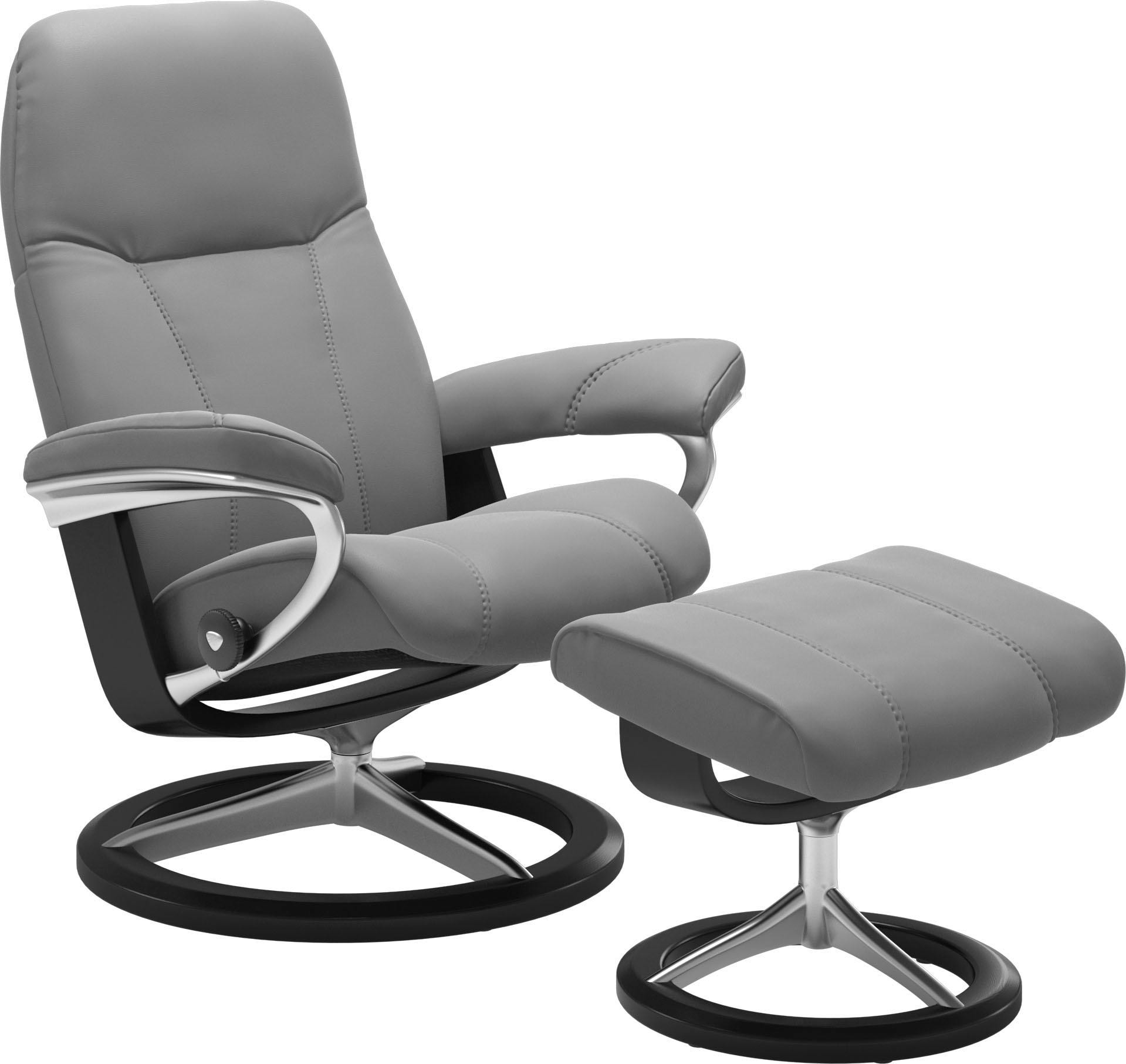 Stressless Relaxsessel "Consul" Set, Relaxsessel mit Hocker, mit Hocker, mit Signature Base, Größe M, Gestell Schwarz