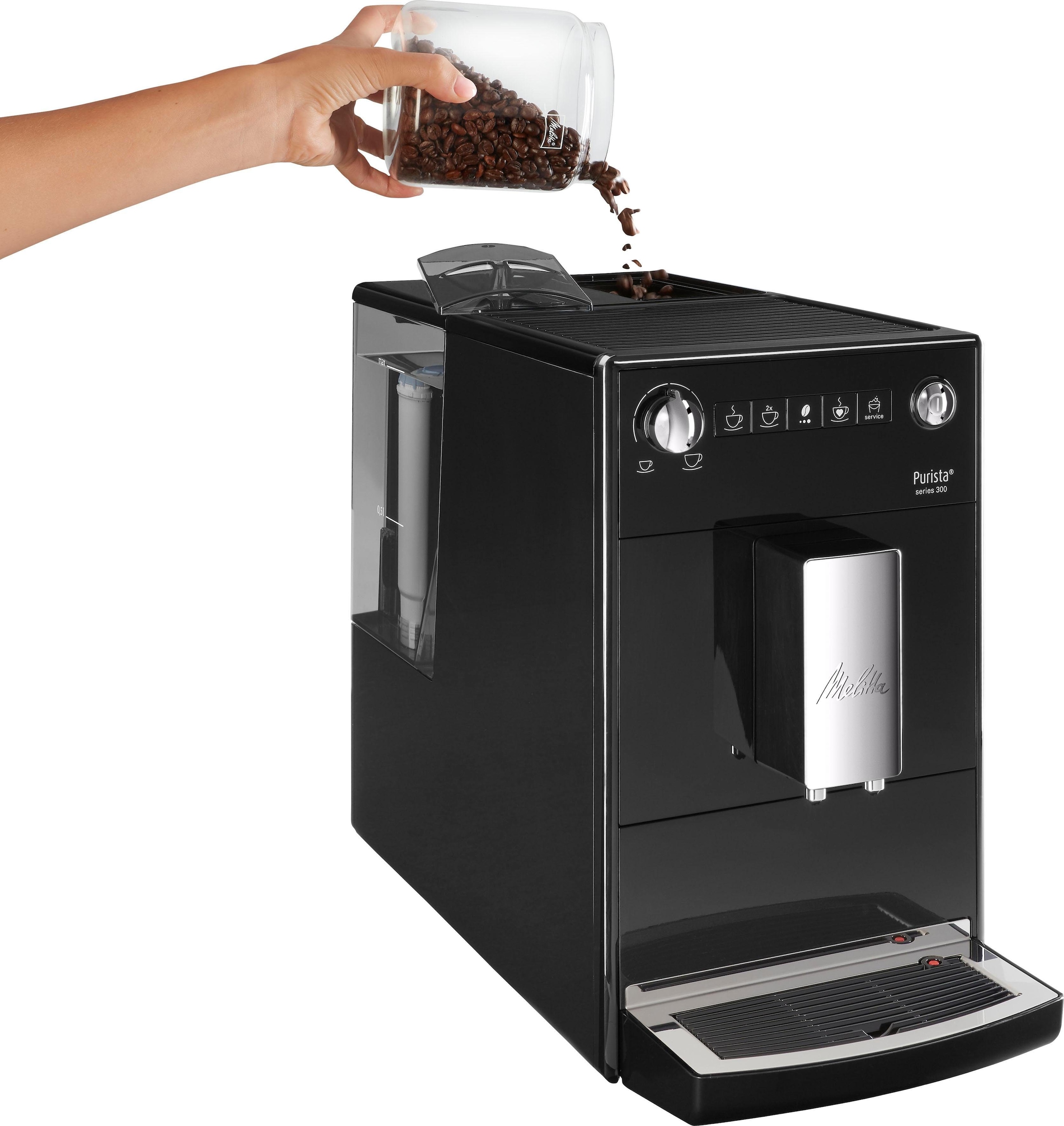 Lieblingskaffee-Funktion, & Melitta extra »Purista® BAUR Kaffeevollautomat leise F230-102, schwarz«, kompakt |