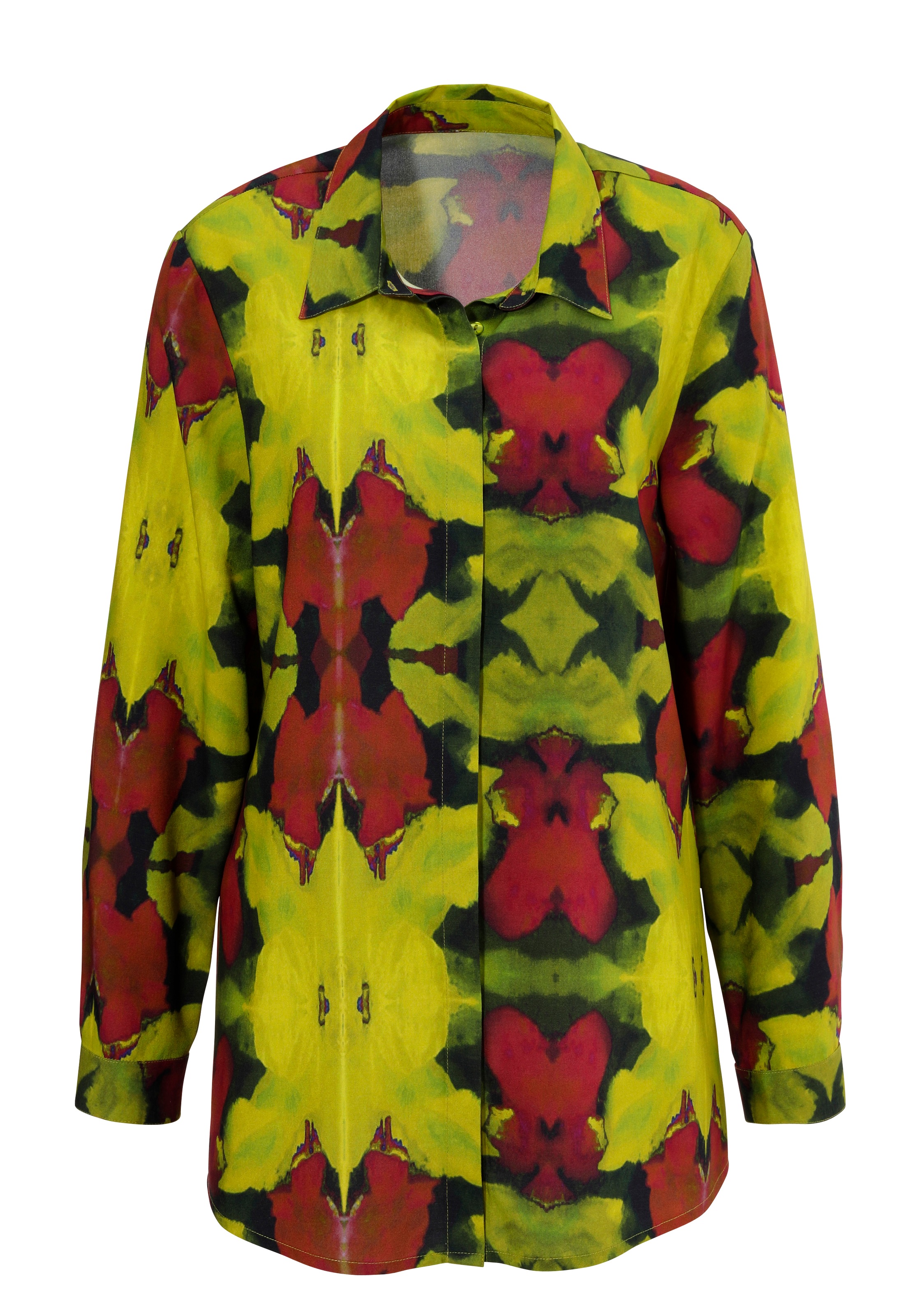 Hemdbluse, mit floralem Batik-Druck - jedes Teil ein Unikat - NEUE KOLLEKTION