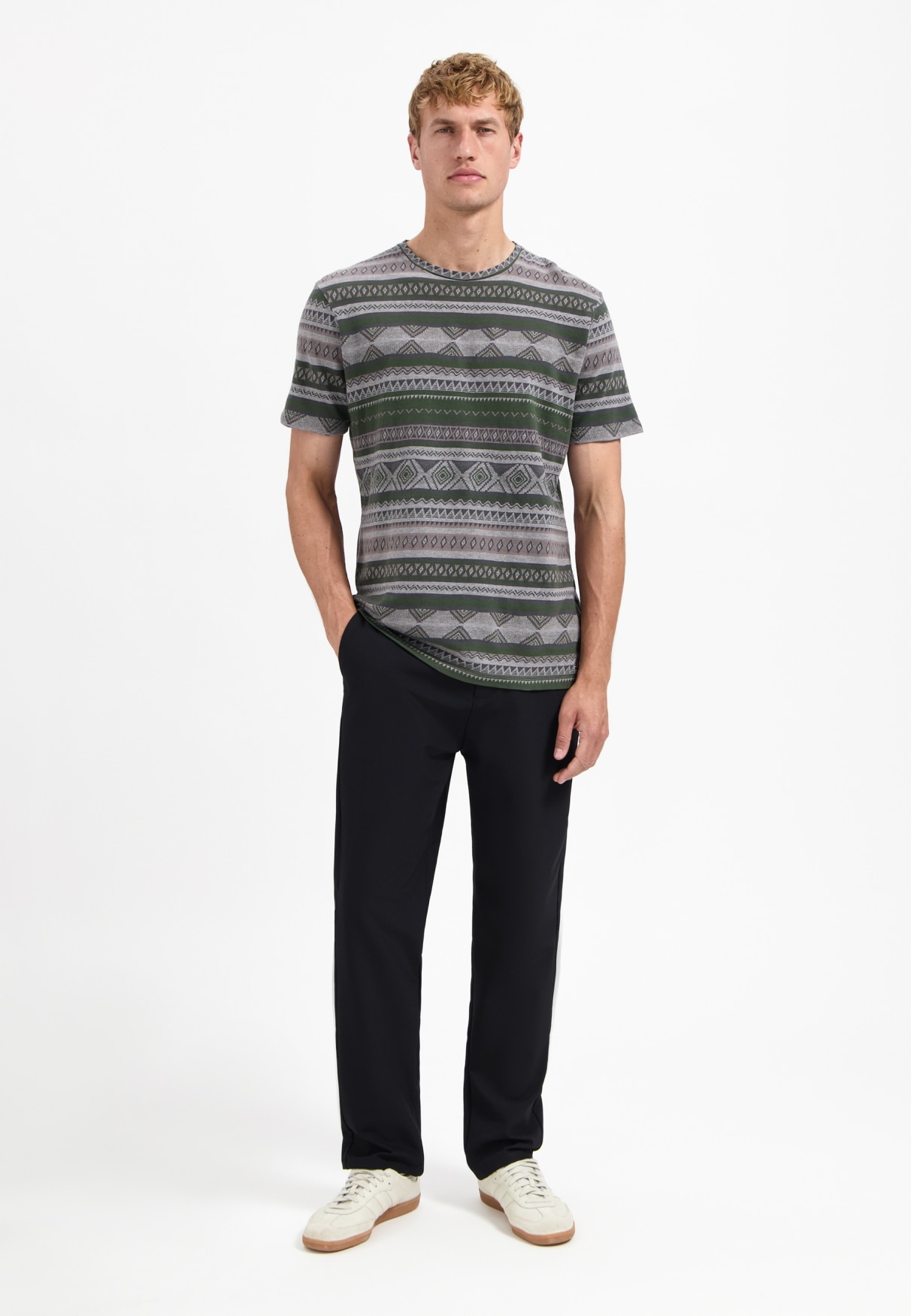 NO EXCESS T-Shirt »No Excess Jacquard-T-Shirt T-Shirt Crewneck Allover Jacquard«