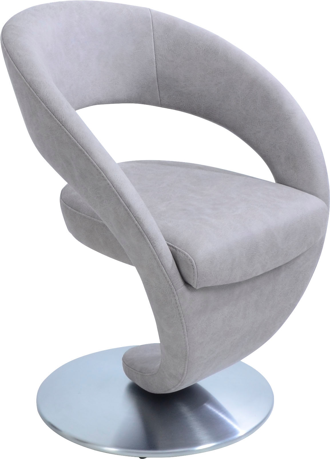 K+W Komfort & Wohnen "Wave, Drehstuhl, Polsterstuhl" () Design-Drehstuhl, Drehteller in Edelstahloptik