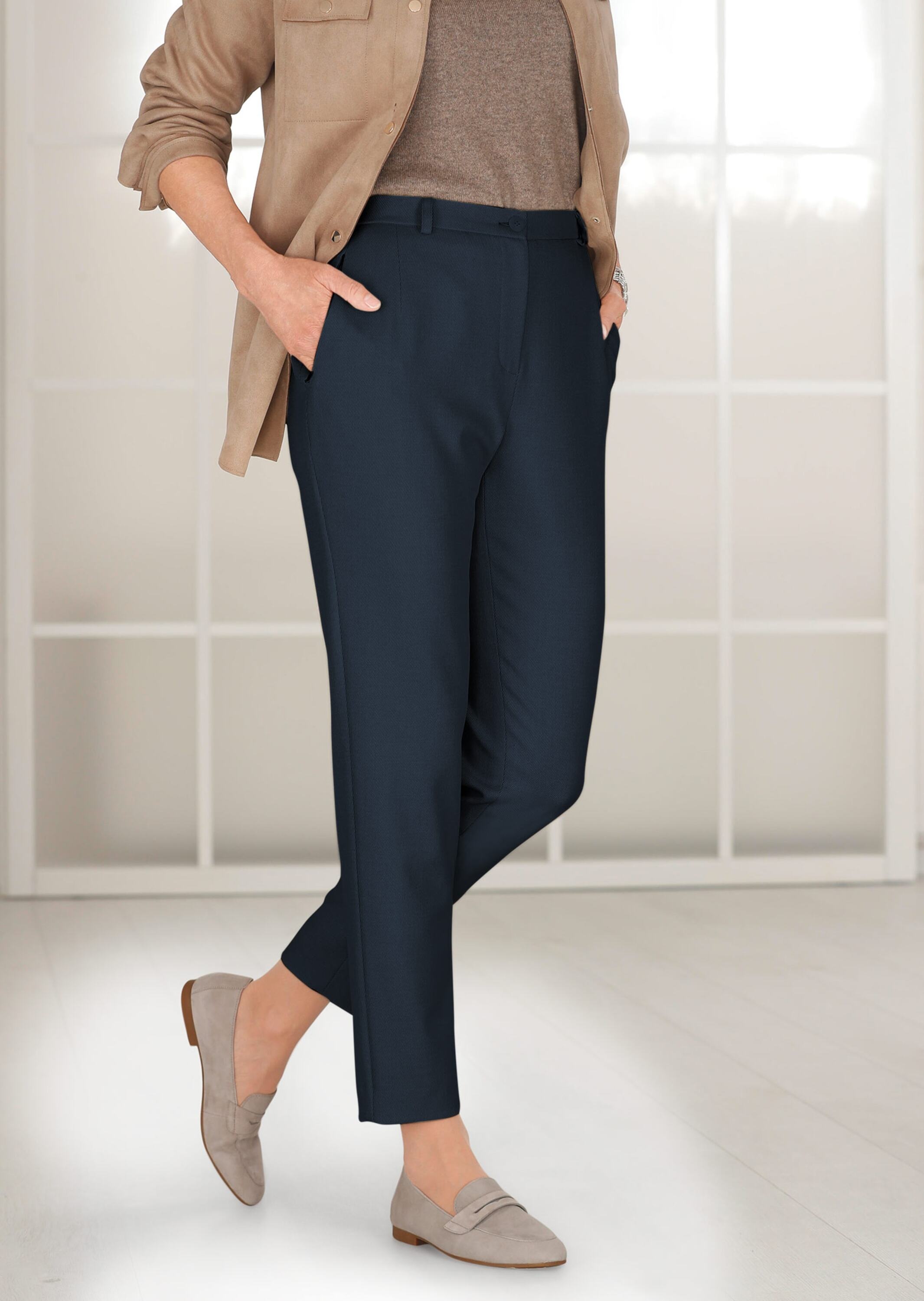 GOLDNER Stoffhose "Kurzgröße Hose Carla mit Rippenstruktur" günstig online kaufen