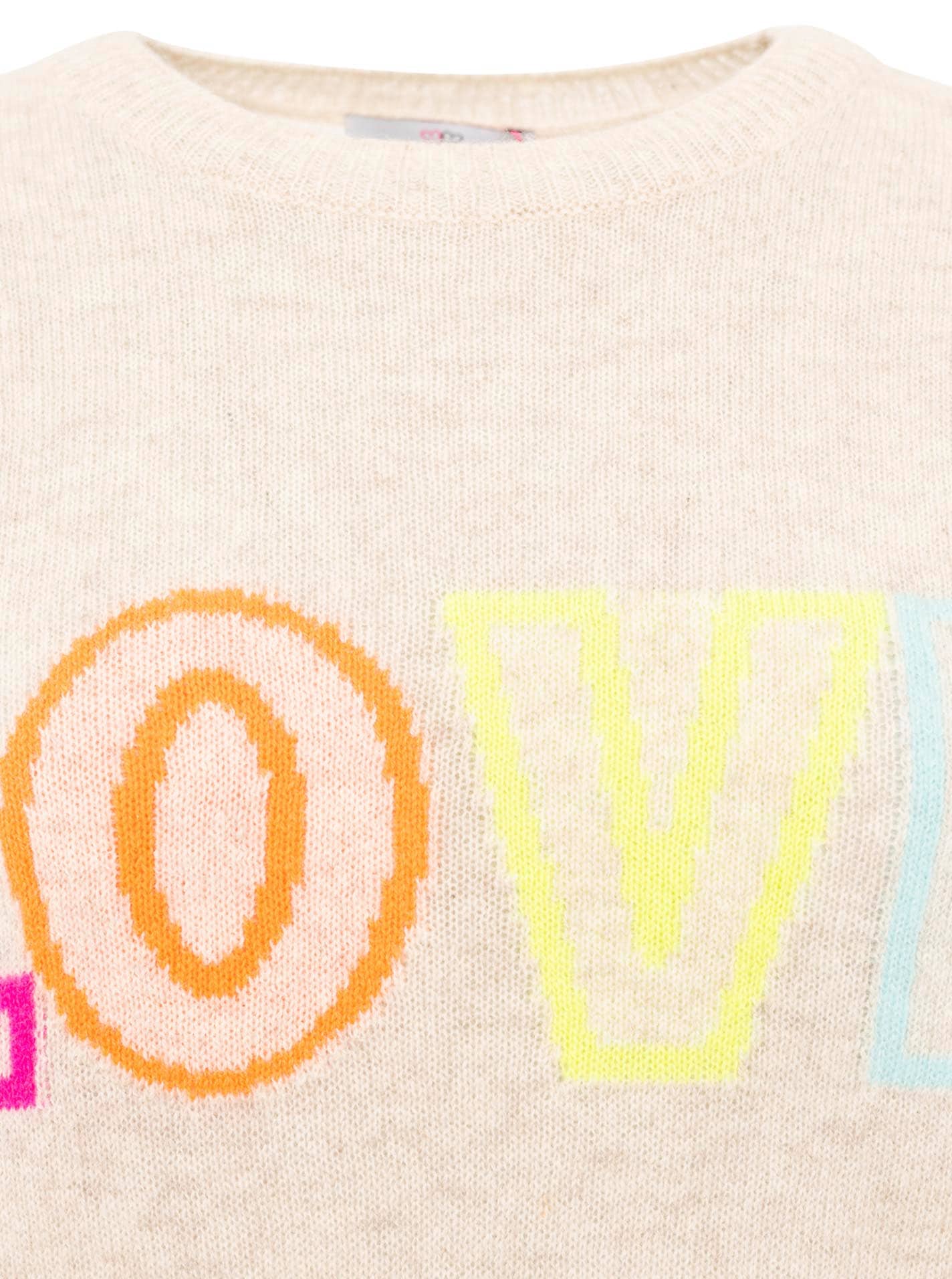 Zwillingsherz Strickpullover »"LOVE" wording«, Rundhals, mit LOVE Aufschrift in Neonfarbe