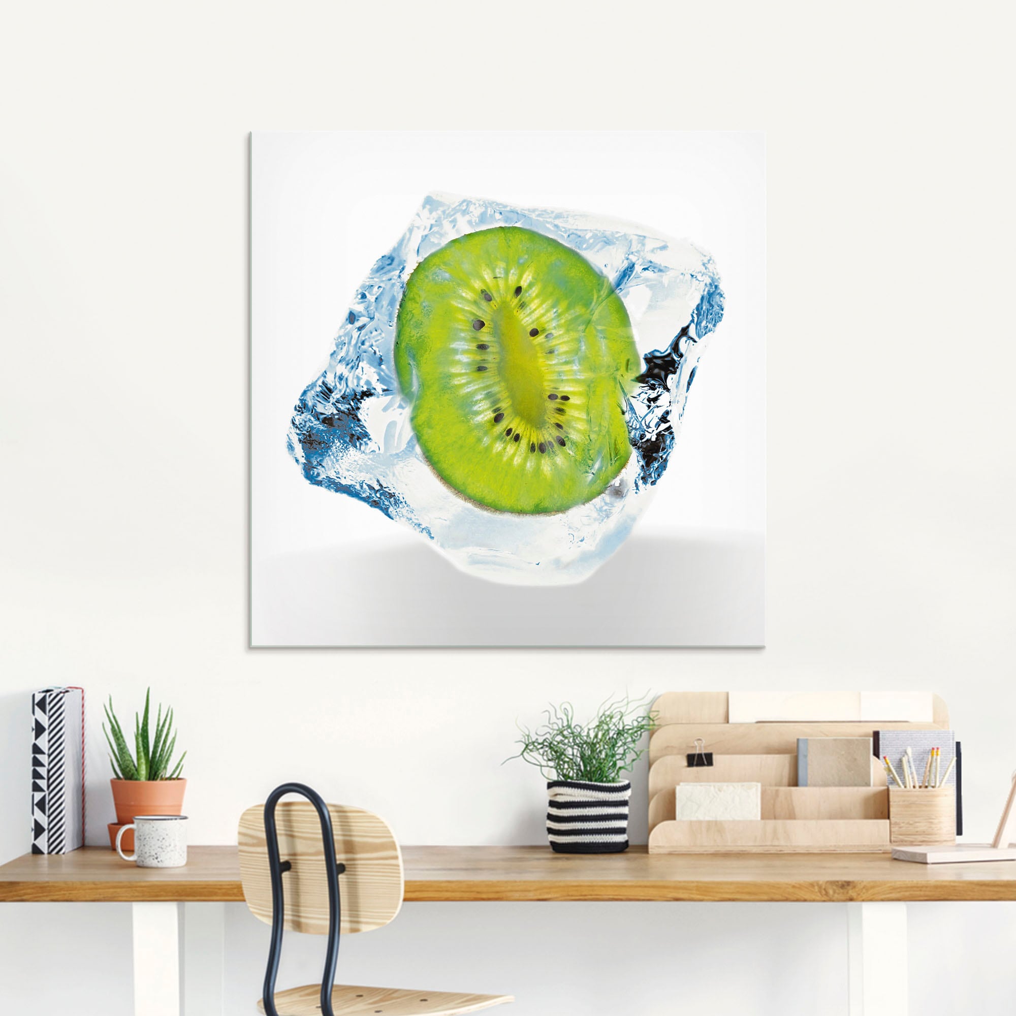 Artland Glasbild »Kiwi im Eiswürfel«, Lebensmittel, (1 St.), in verschiedenen Größen