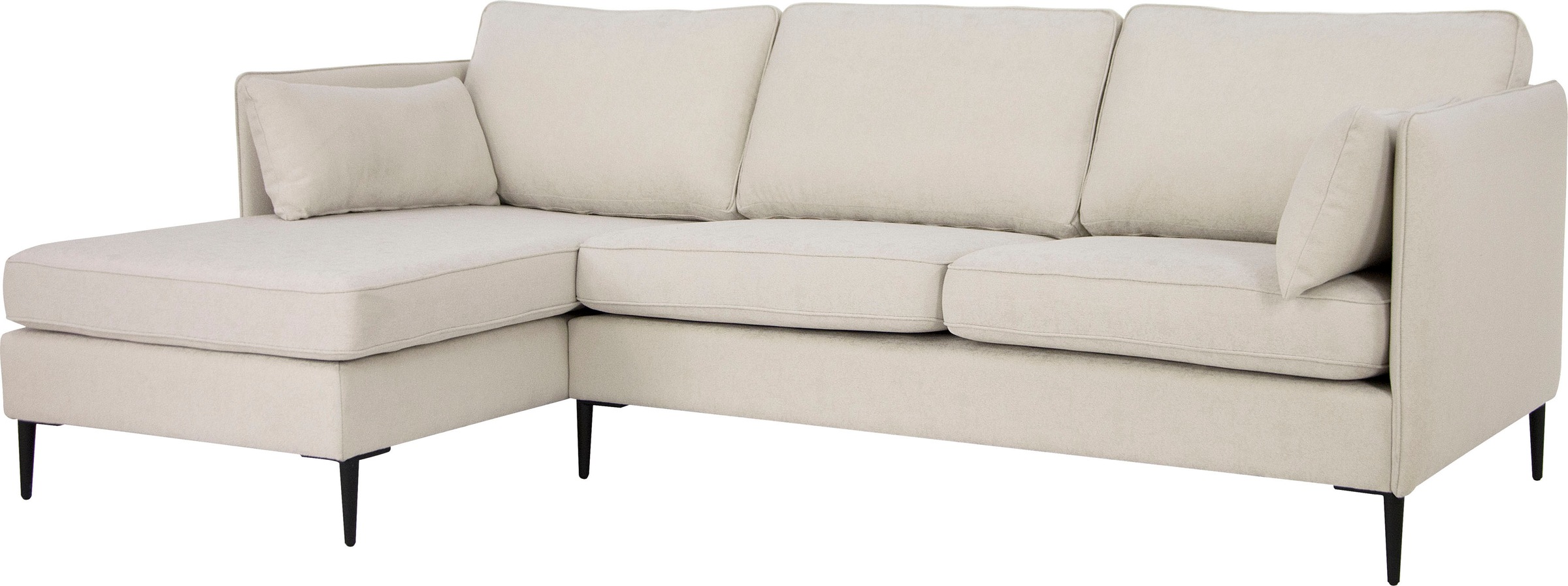 Leonique Ecksofa »Light L-Form«, inklusive loser Zierkissen, mit schmalen Armlehnen und Teleskopfüßen