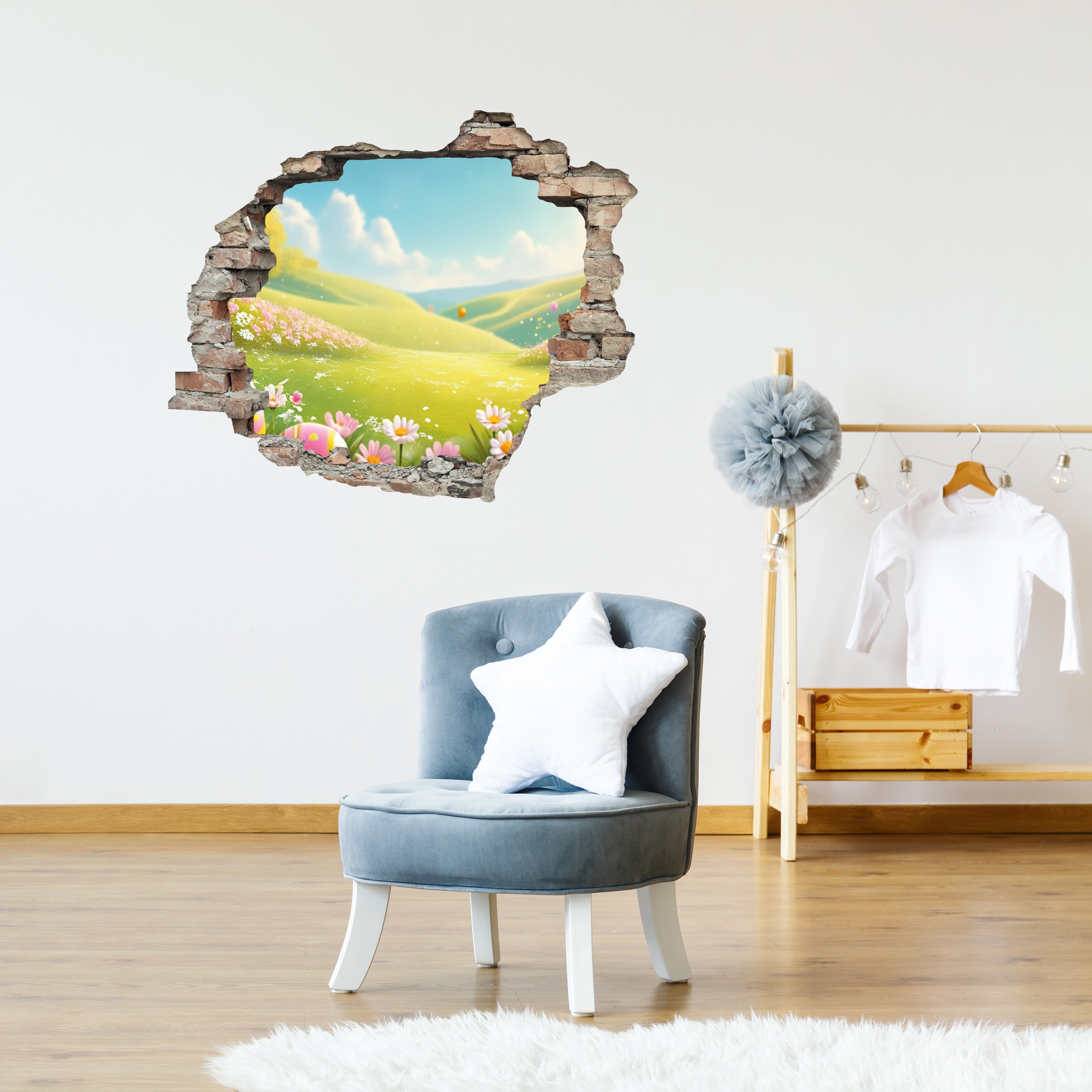 queence 3D-Wandtattoo "Wiese im Frühling" Selbstklebender Wandsticker Oster günstig online kaufen