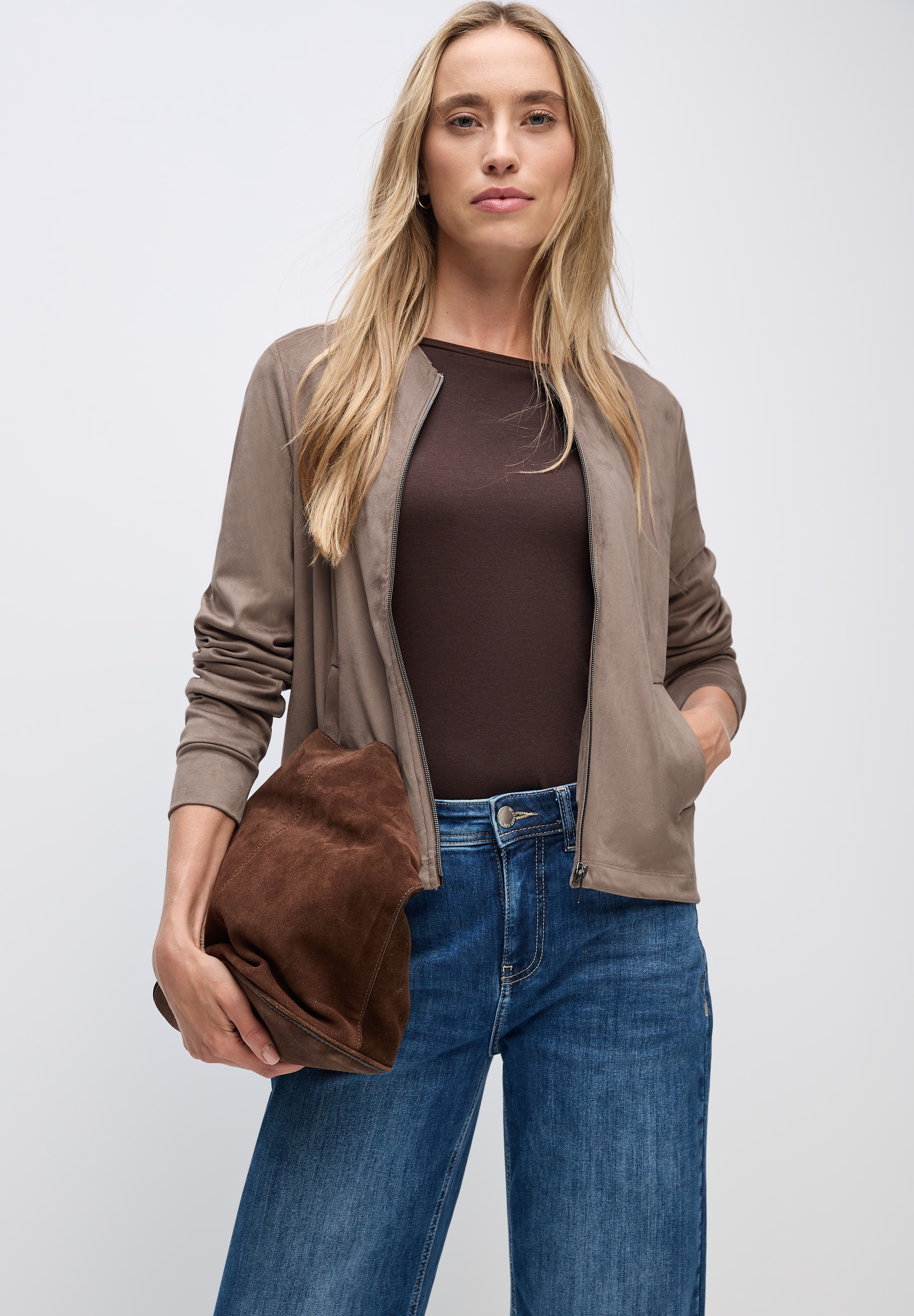 STREET ONE Blouson, ohne Kapuze, Velour mit Taschen günstig online kaufen
