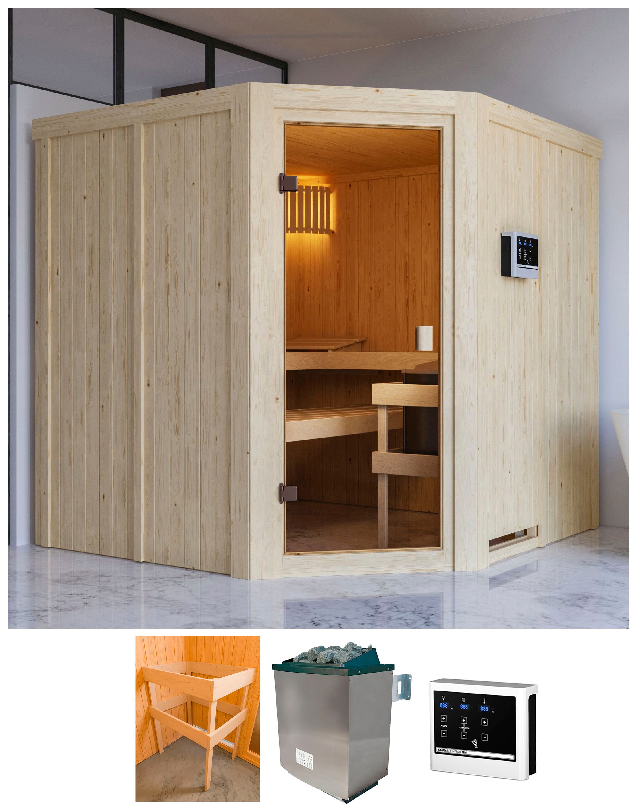 Karibu Sauna "Kotka" Ofen 9 KW externe Strg easy