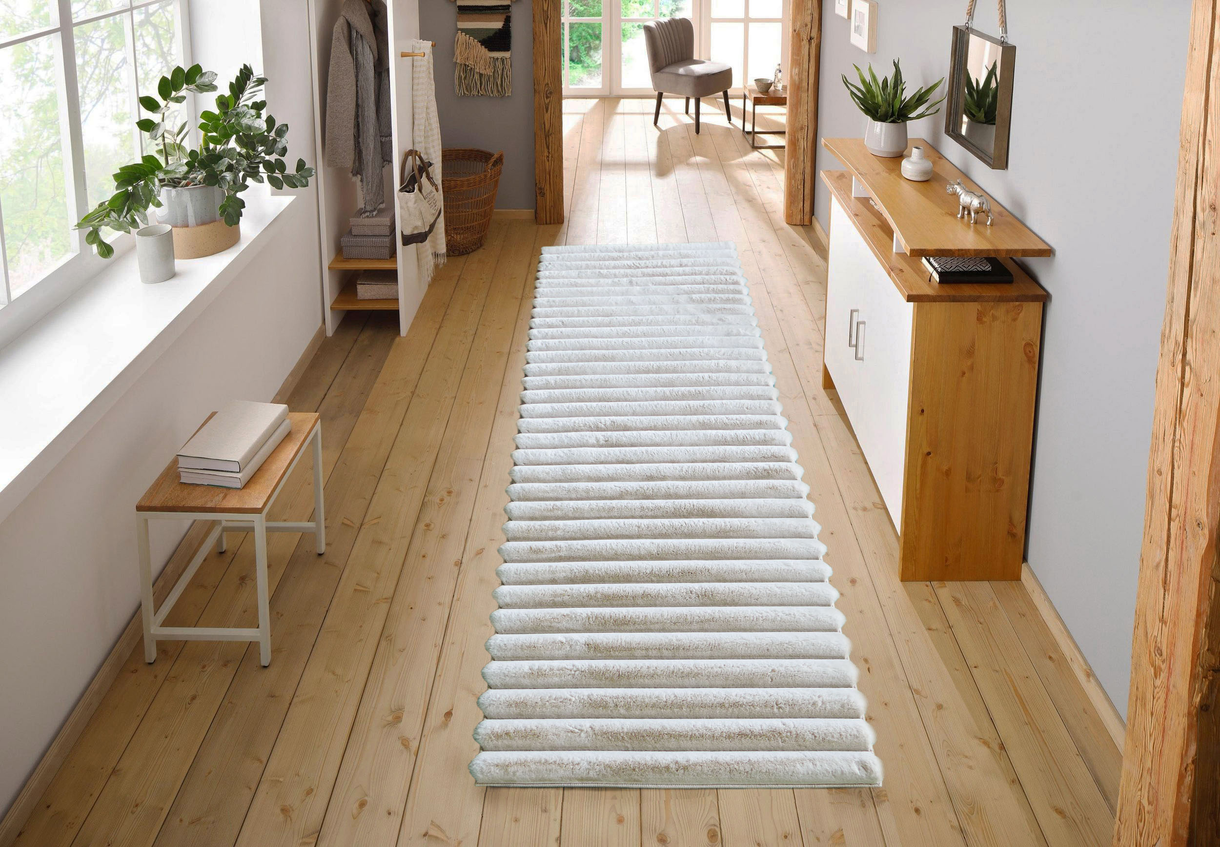 OTTO home Teppich "Melanie, Kunstfellteppich, besonders weich, Hoch-Tief-Effekt" rechteckig 28 mm Höhe Kaninchenfell Optik, Wohnzimmer, Schlafzimmer, auch als Läufer