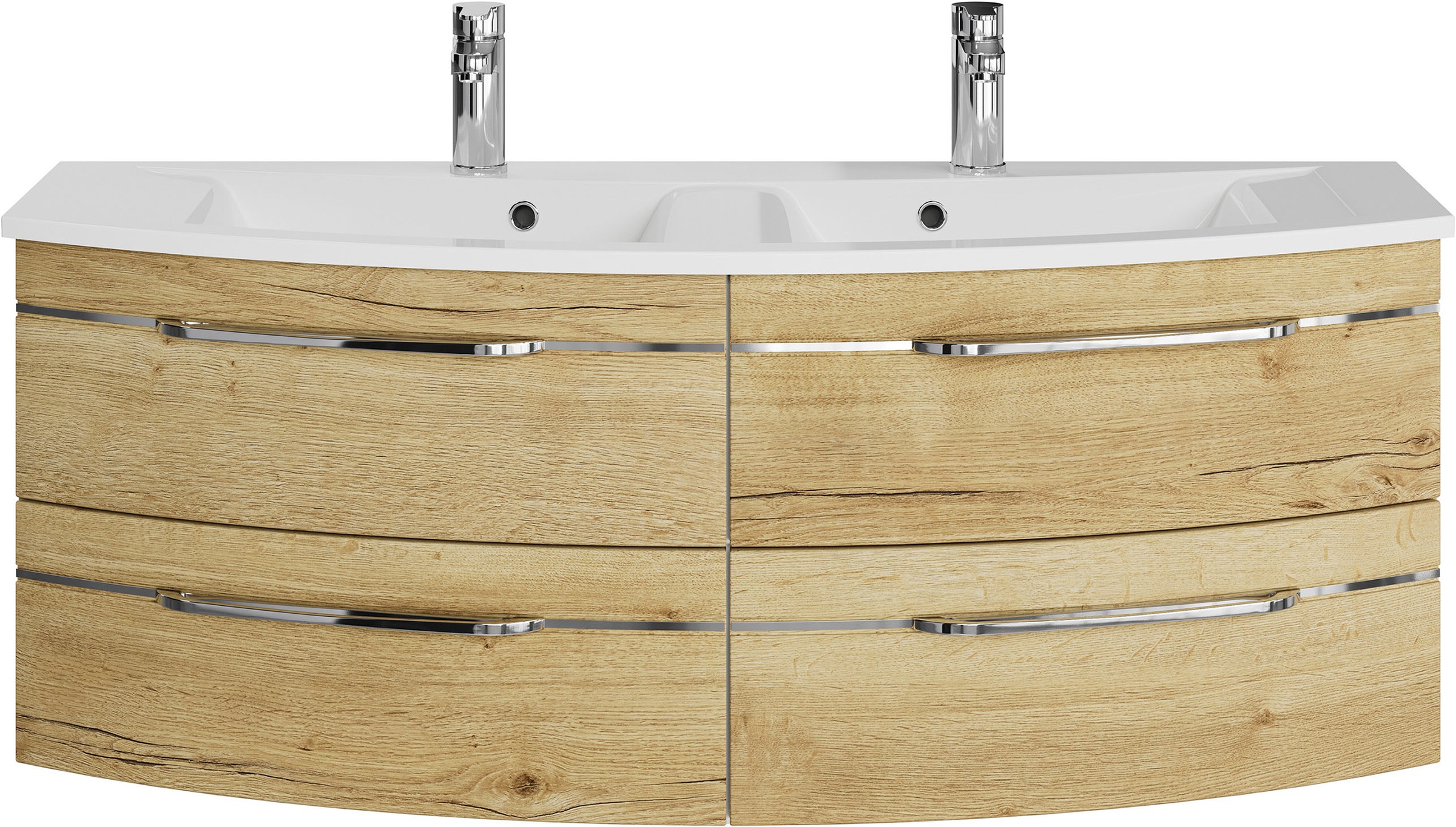 Saphir Waschtisch »Serie 7045 Mineralmarmor-Waschtisch und Unterschrank, 131 cm breit«, Doppel-Waschplatz mit 4 Schubladen, Badmöbel Set mit Waschtisch